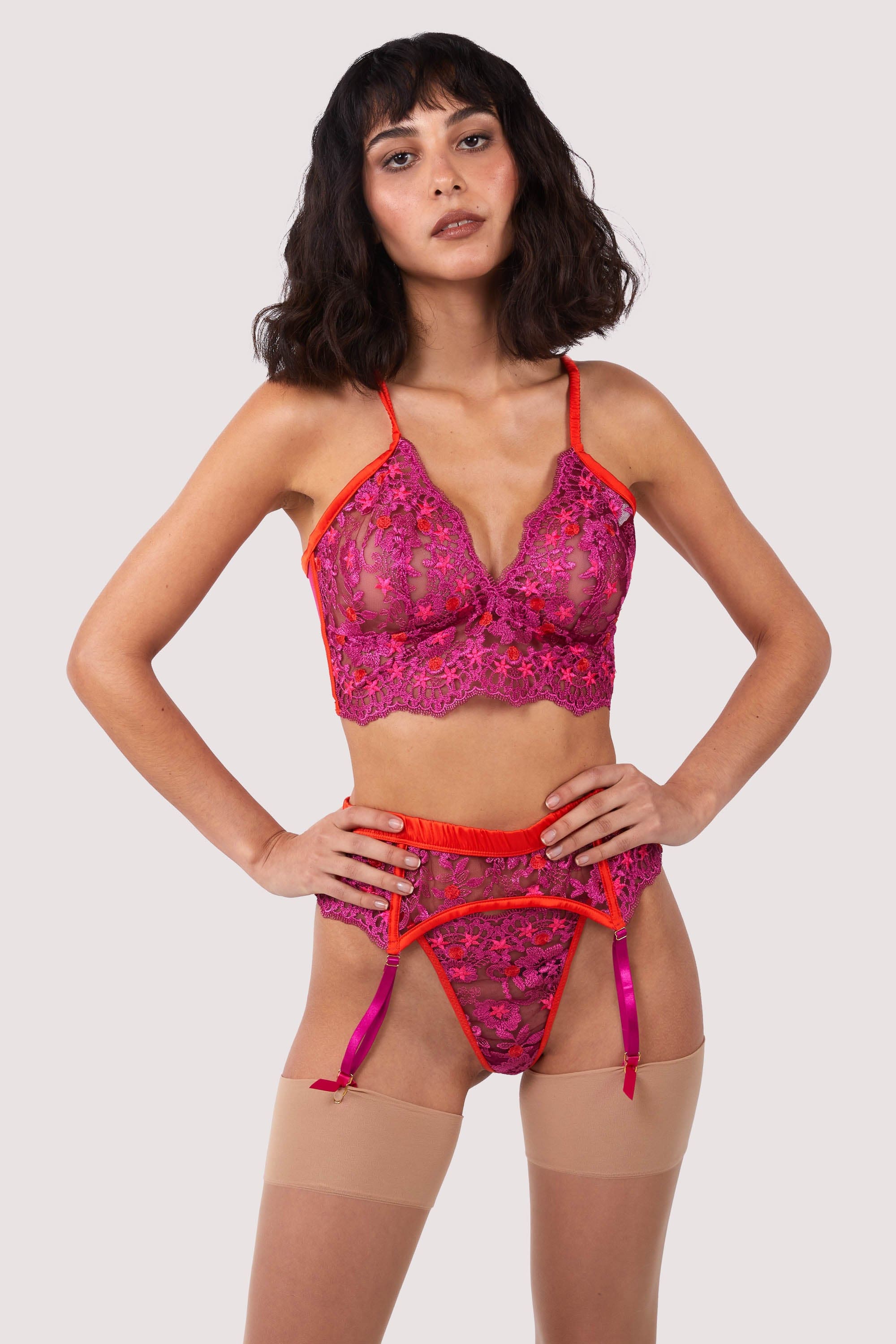 Hot Pink Lace Suspender Belt - Image 4