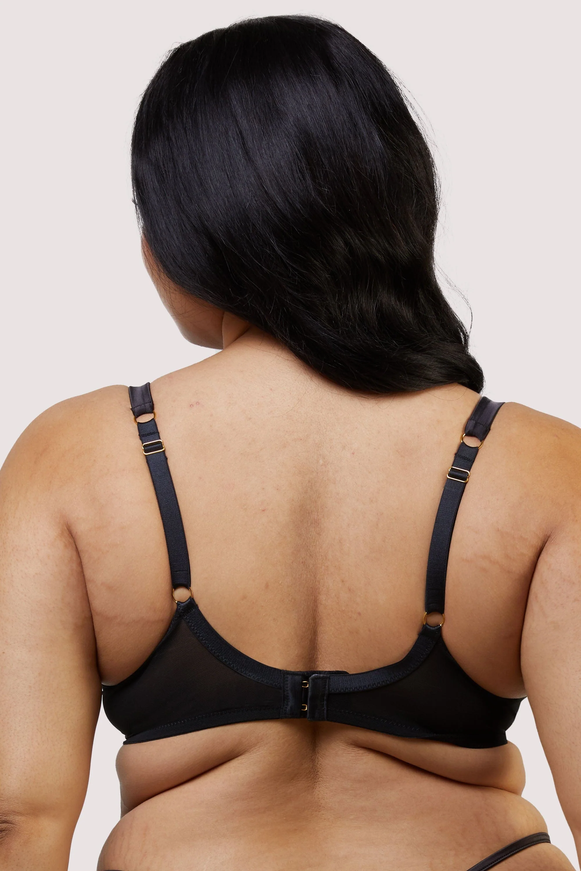 Alva Black Leatherette Lace Embroidery Bra - Image 11