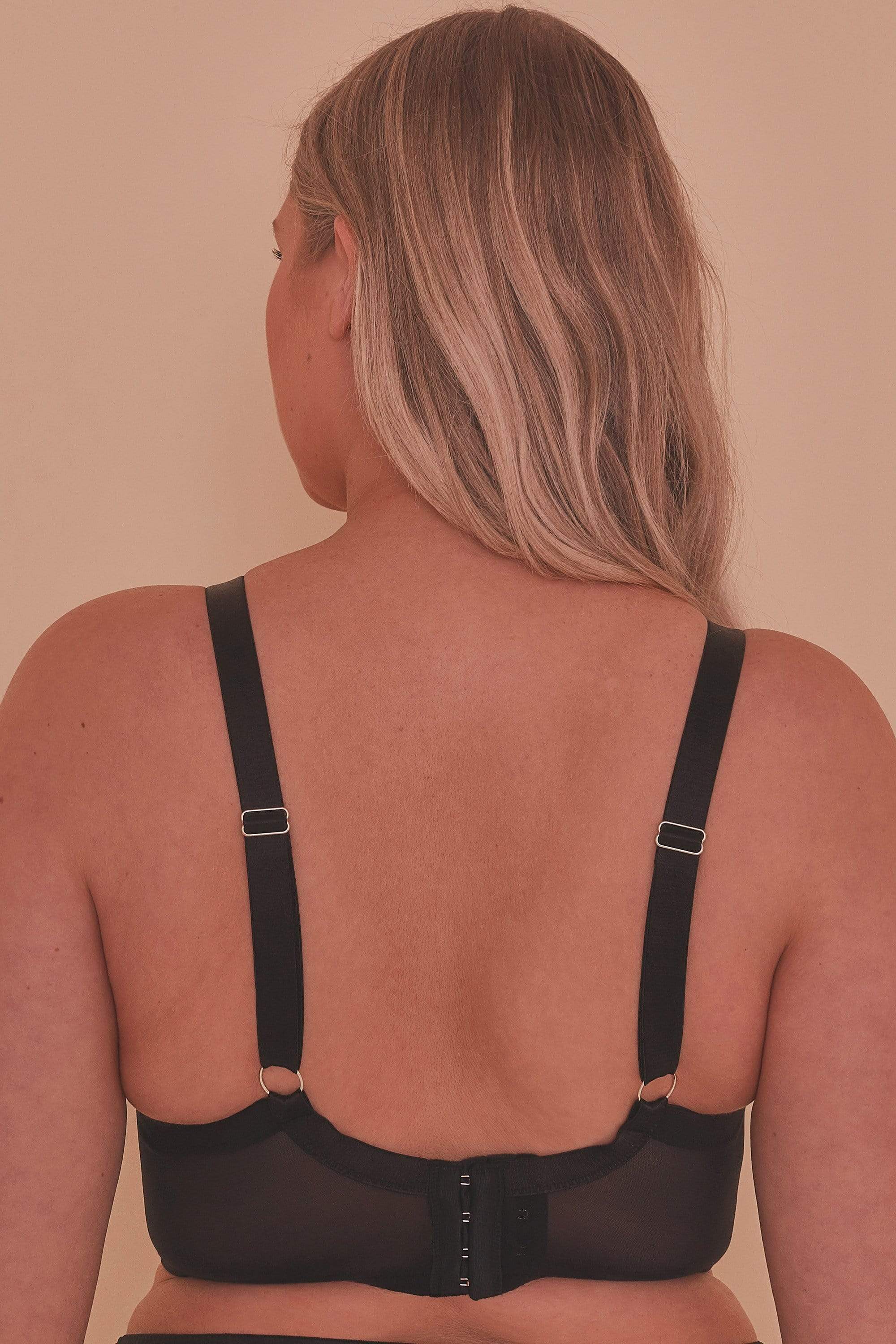 Aurora Black Mesh & Satin Crossover Longline Bra Core - Image 9