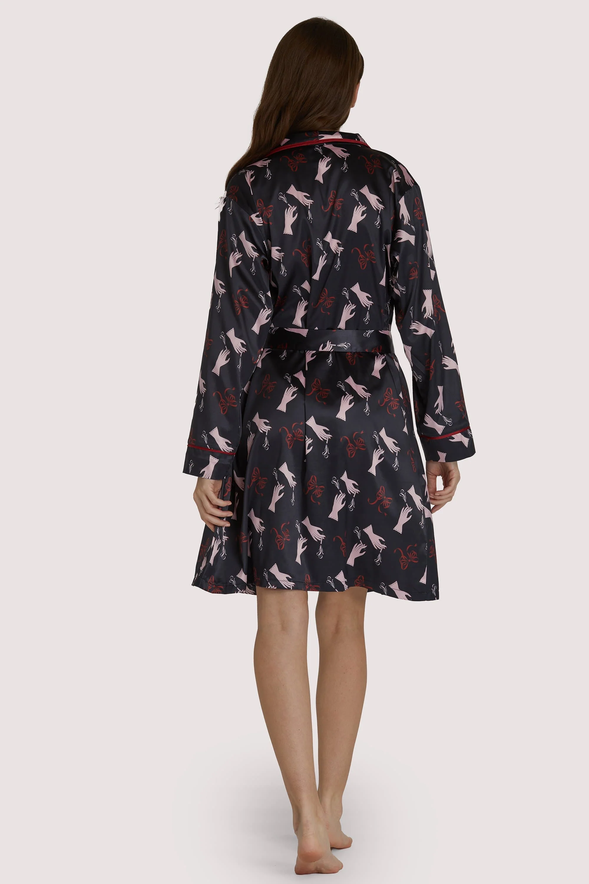 Blaze Smoking Printed Robe with Red Piping - Image 4