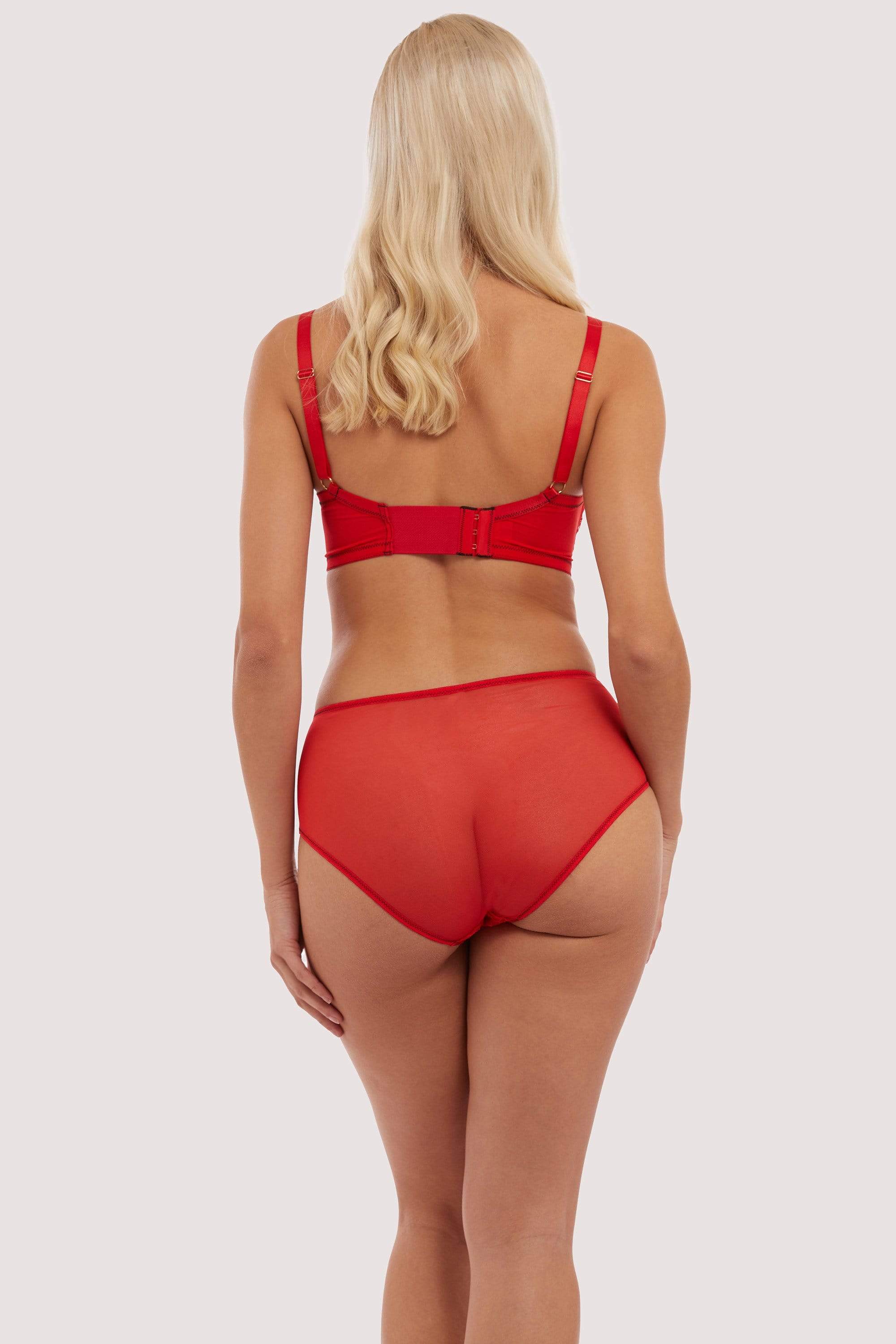 Red Elsie Spiral Stitch Bullet Bra - Image 4