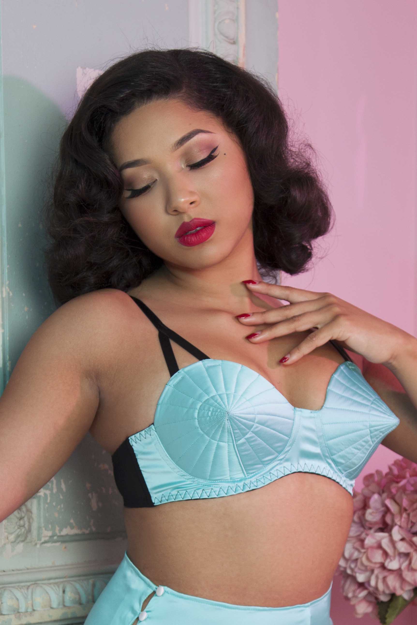 Bettie Page Mint Retro Futuristic Bullet Bra - Image 2