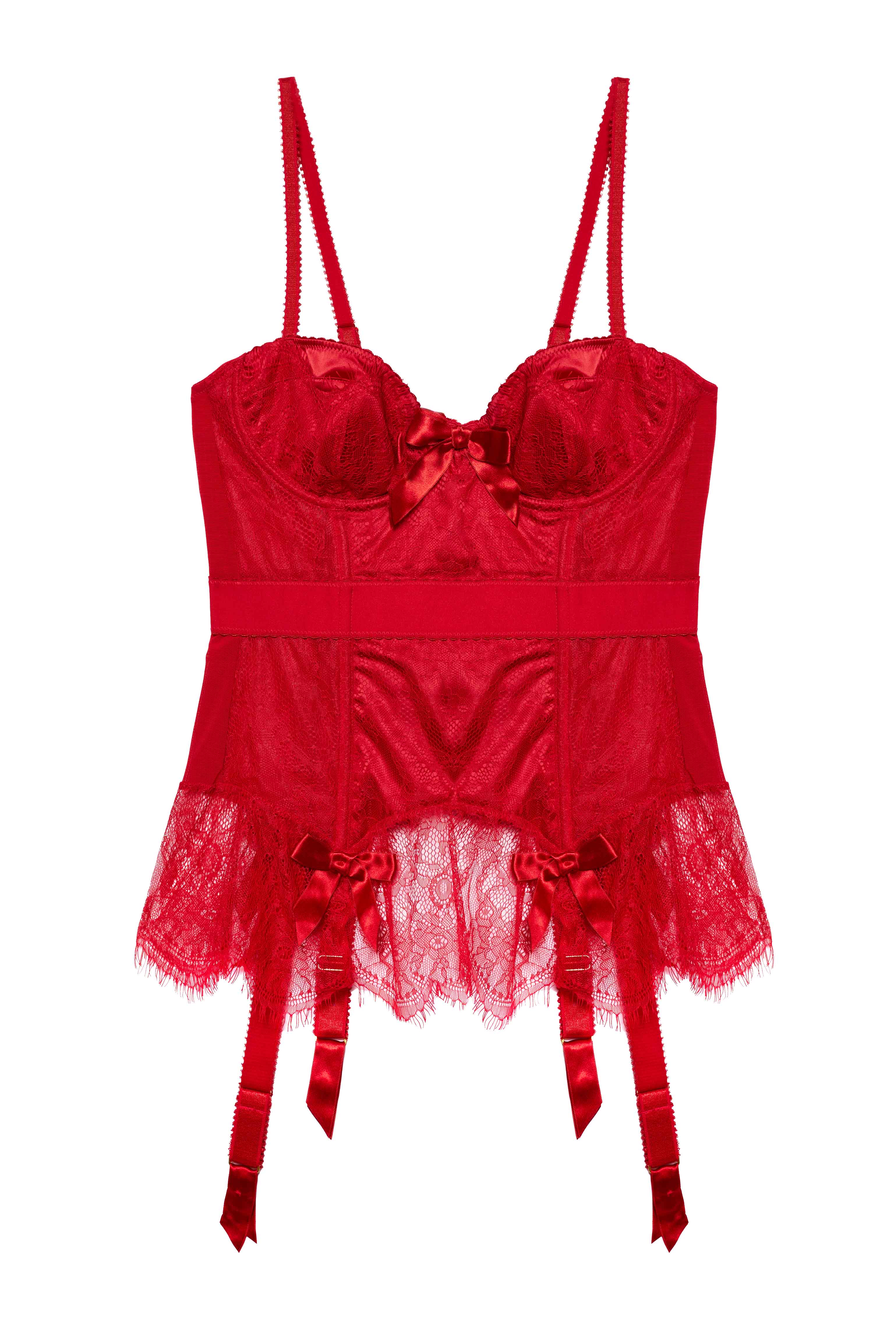 Red Tempest Lace Basque With Bows - Image 7