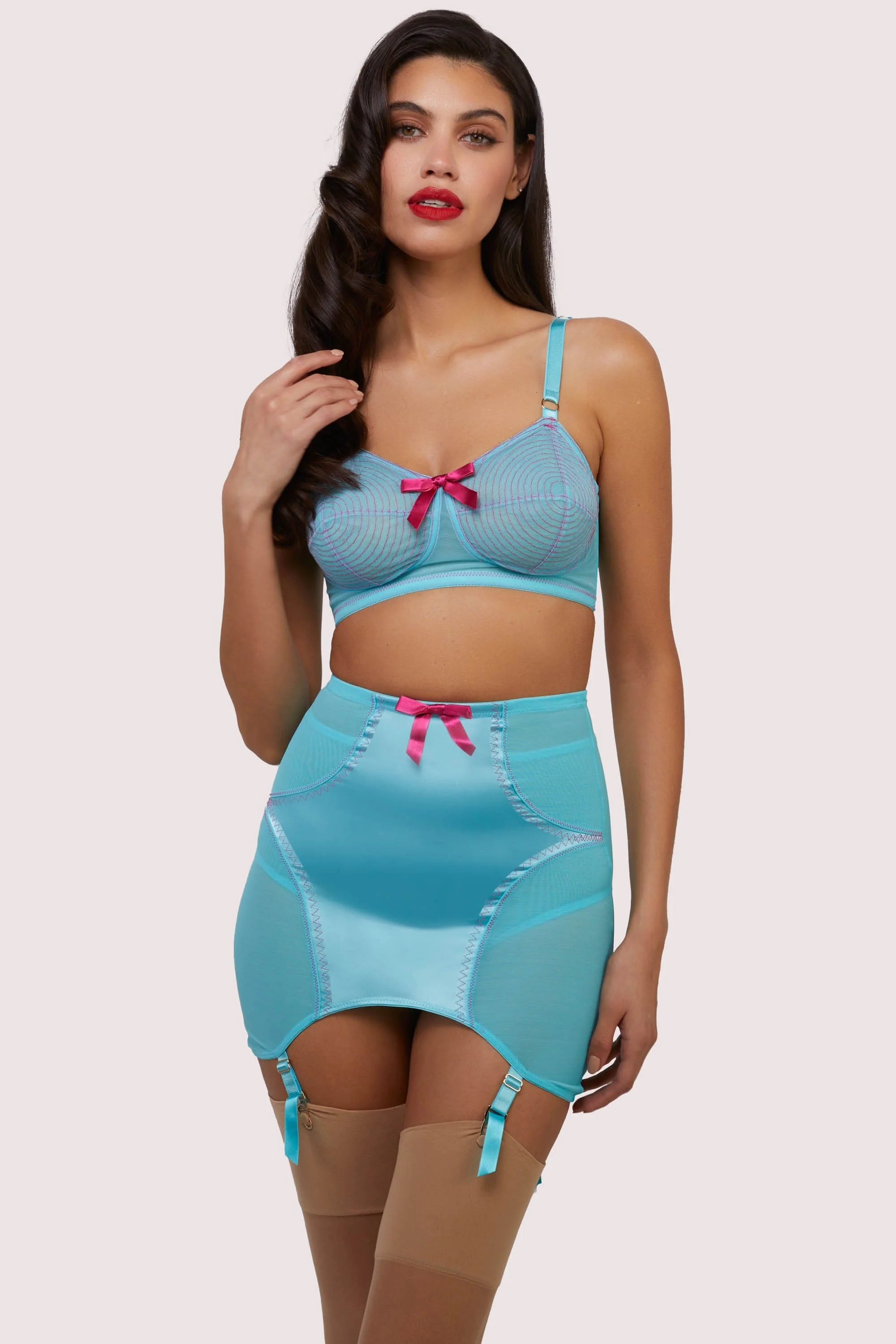 Cleo Contrast Stitch Mesh Spiral Retro Bra - Image 3