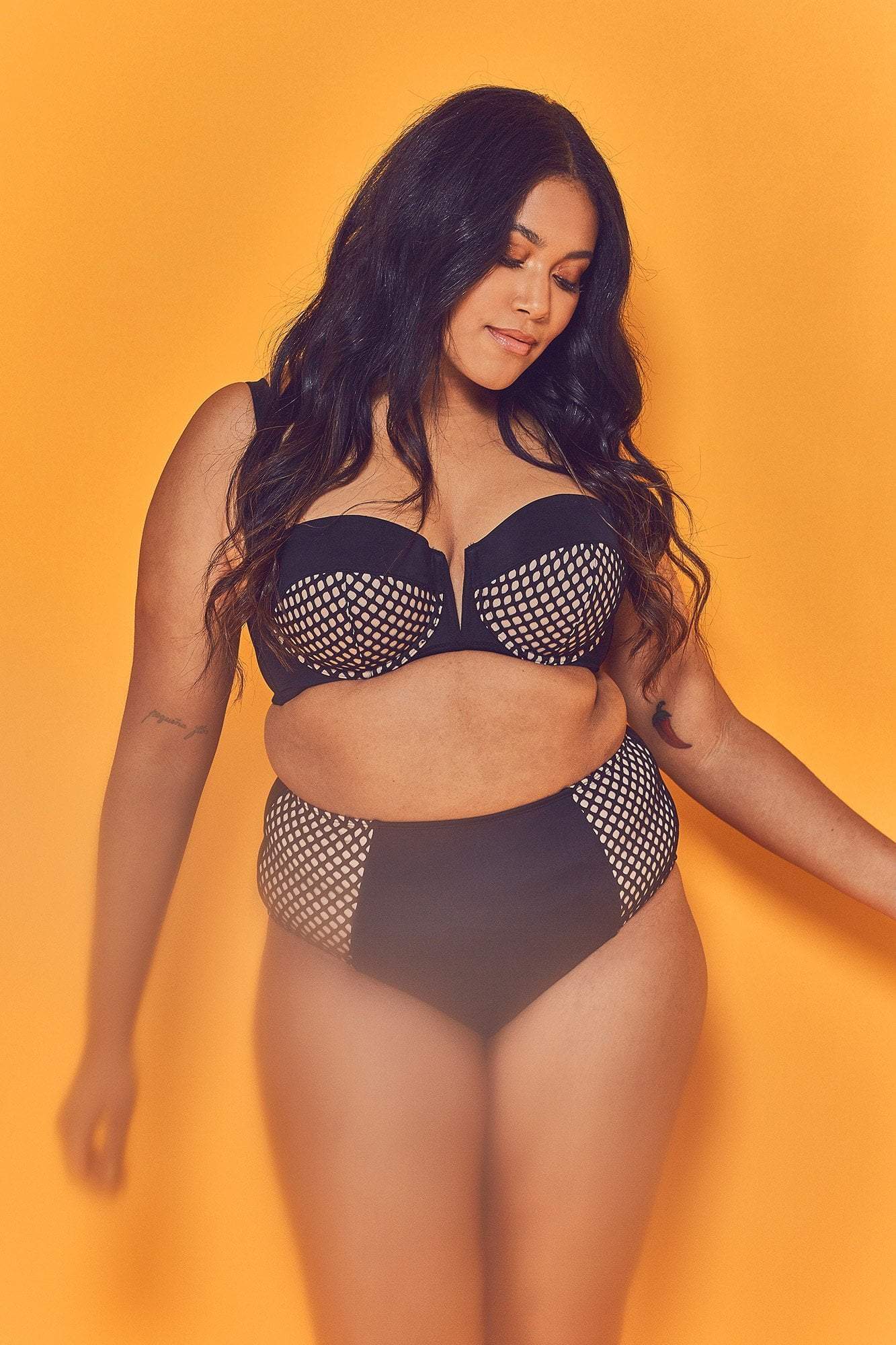 Cyra Fishnet Panel Bikini Brief Curve - Image 4