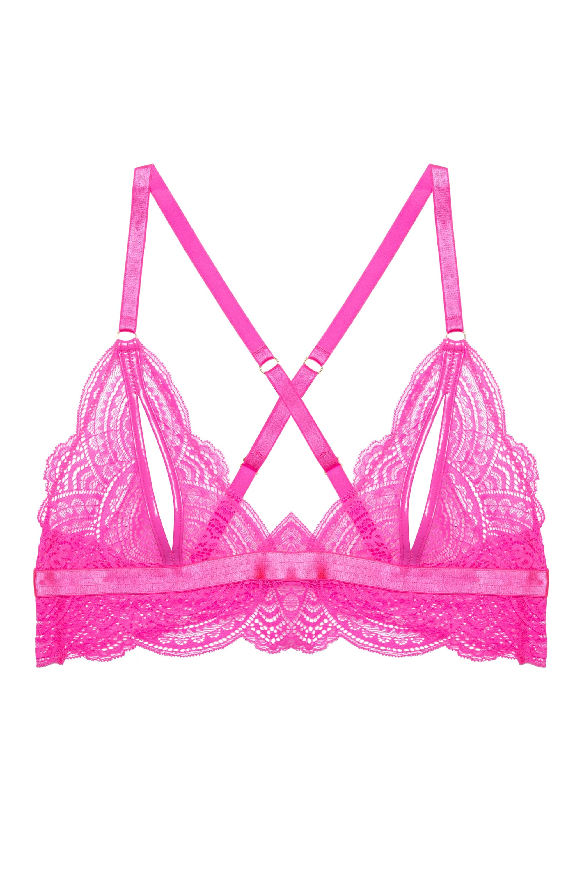Demi Pink Lace Triangle Peep Bra - Image 8