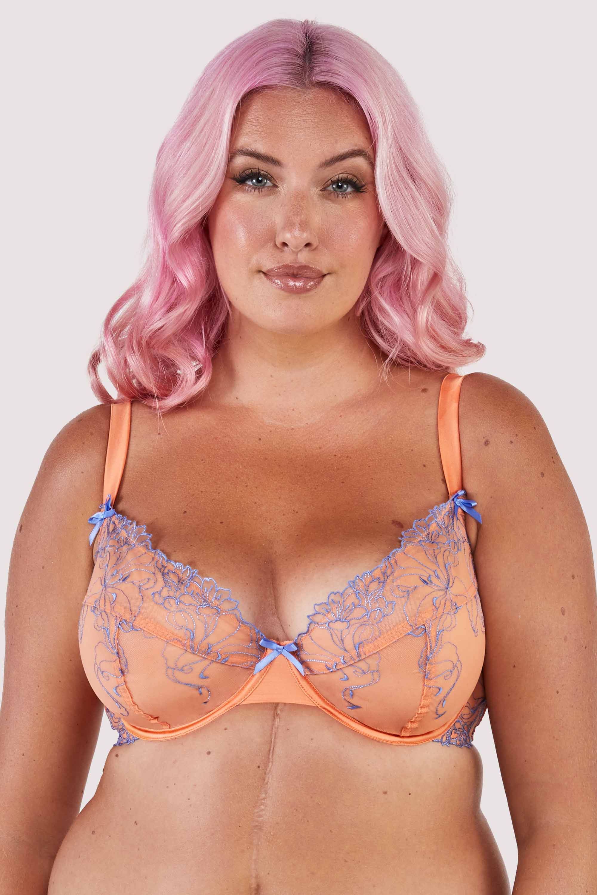 Palm Bay Coral Embroidery Plunge Bra - Image 5