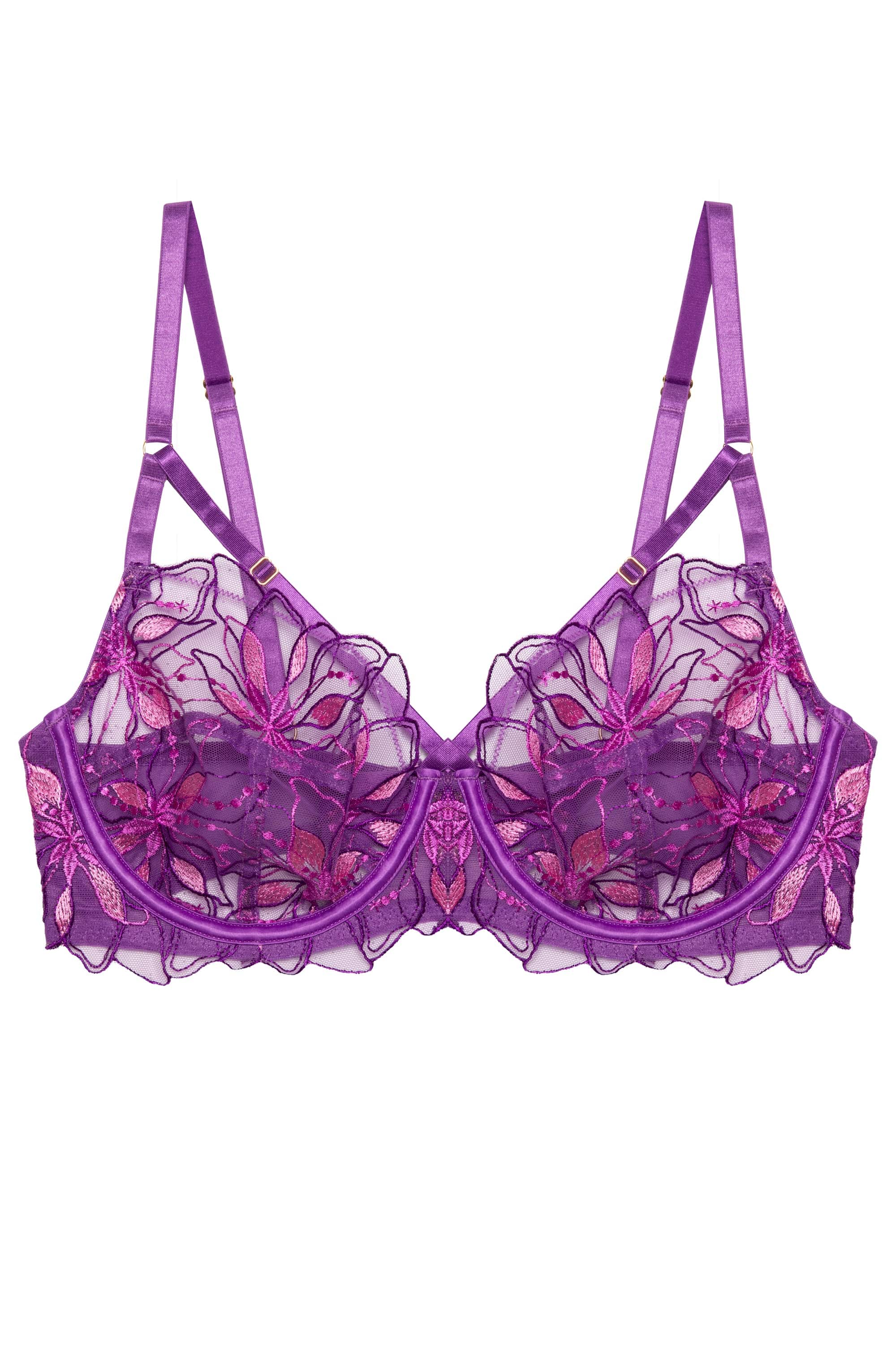 Walpole Purple Embroidered Strappy Balconette Bra - Image 8