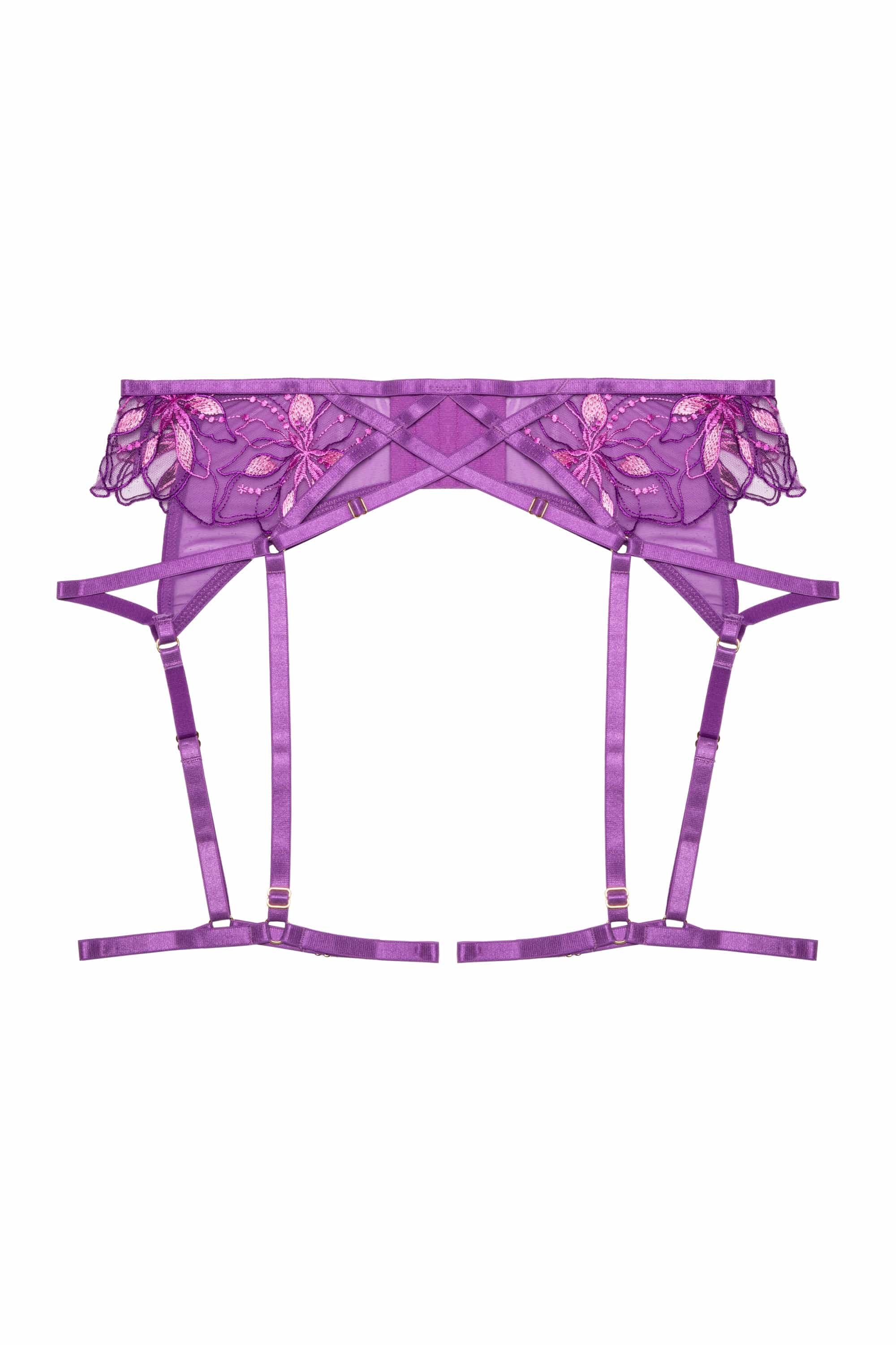 Walpole Purple Embroidered Strappy Suspender Belt - Image 8