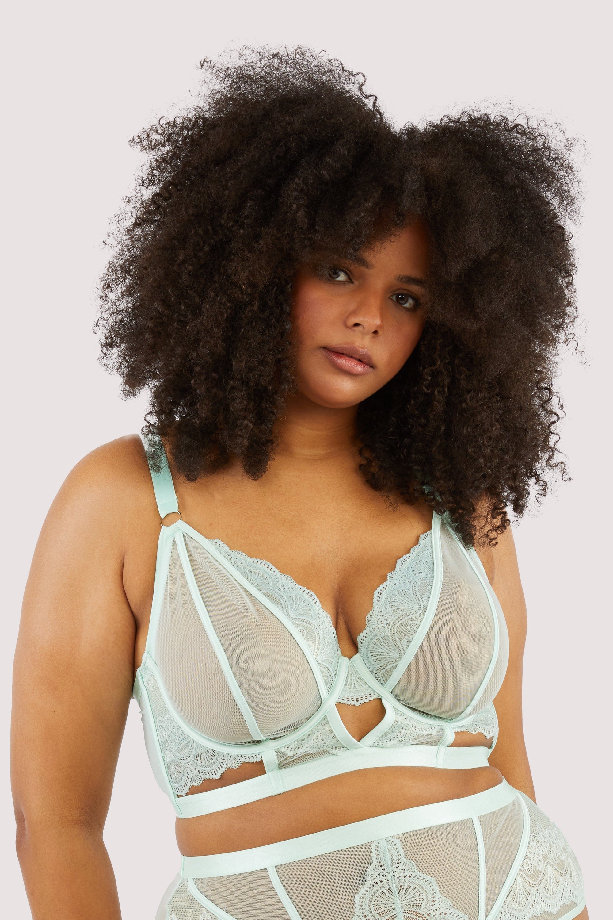 Fenella Aqua Lace and Net Longline Bra - Image 11