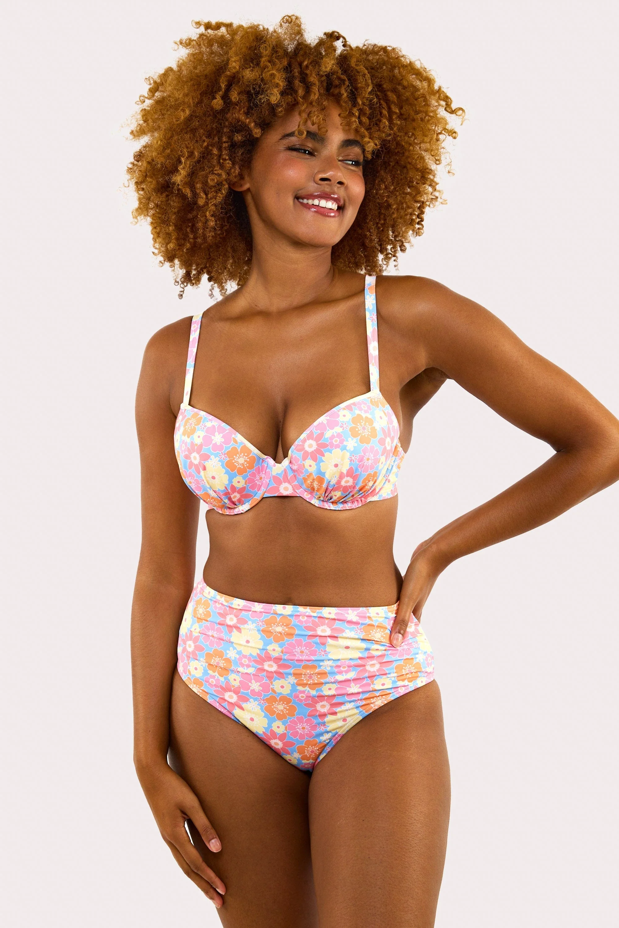 Floral High Waisted Bikini Bottom - Image 3