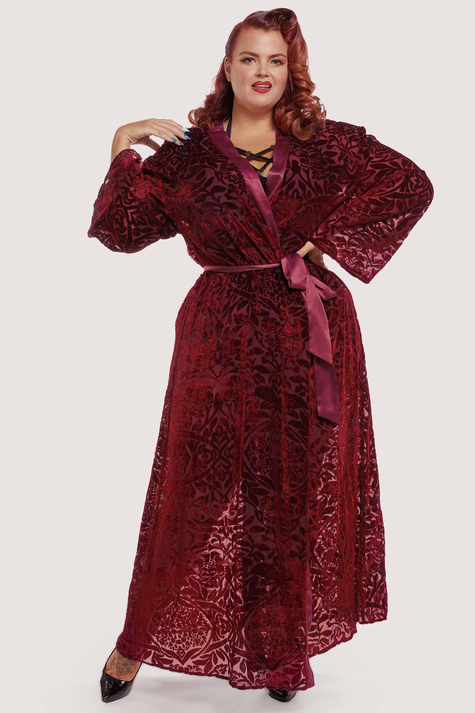 FFFB Wine Devore Gown Curve - Image 2