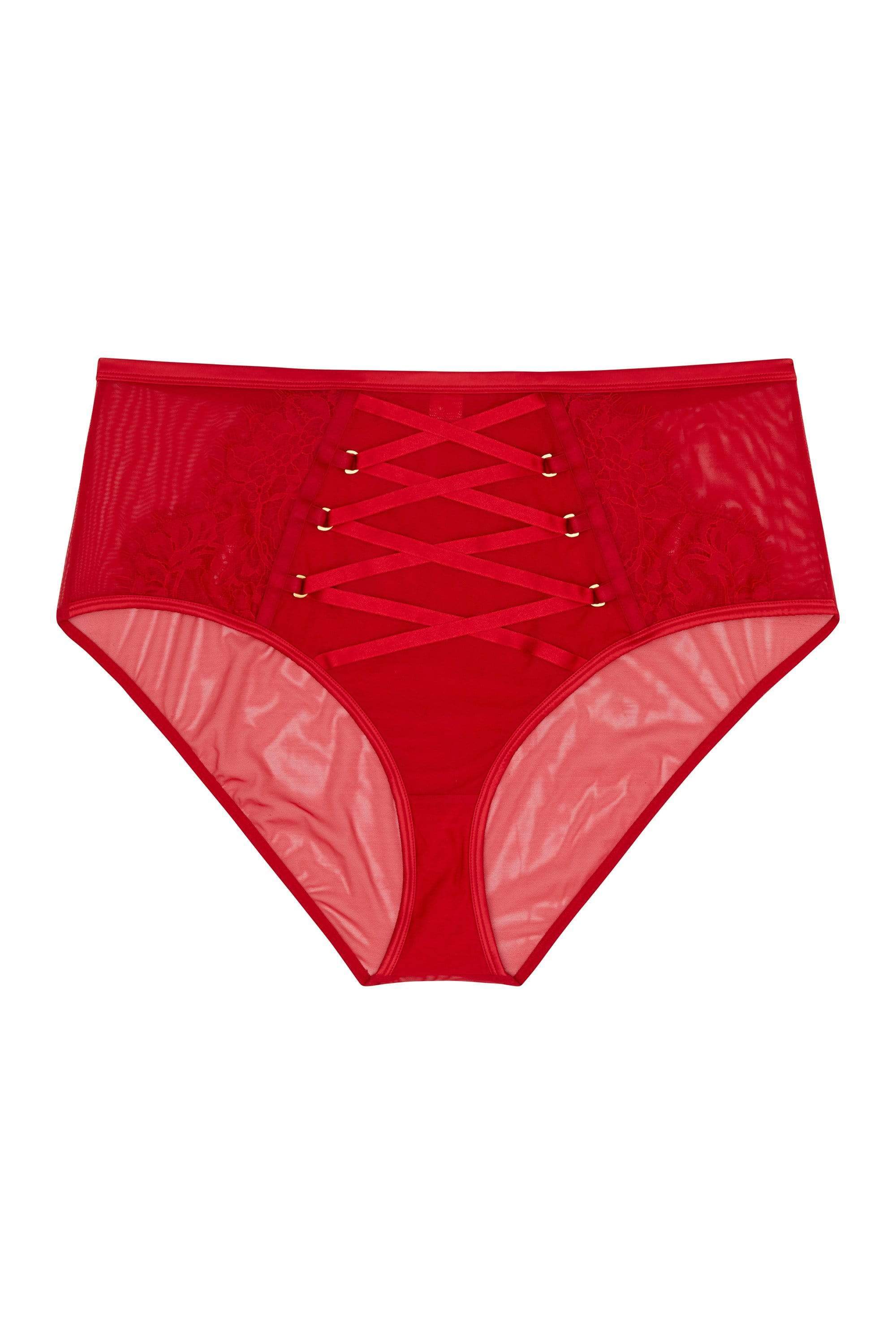 Kylie Red Lace Up High Waist Knicker - Image 7