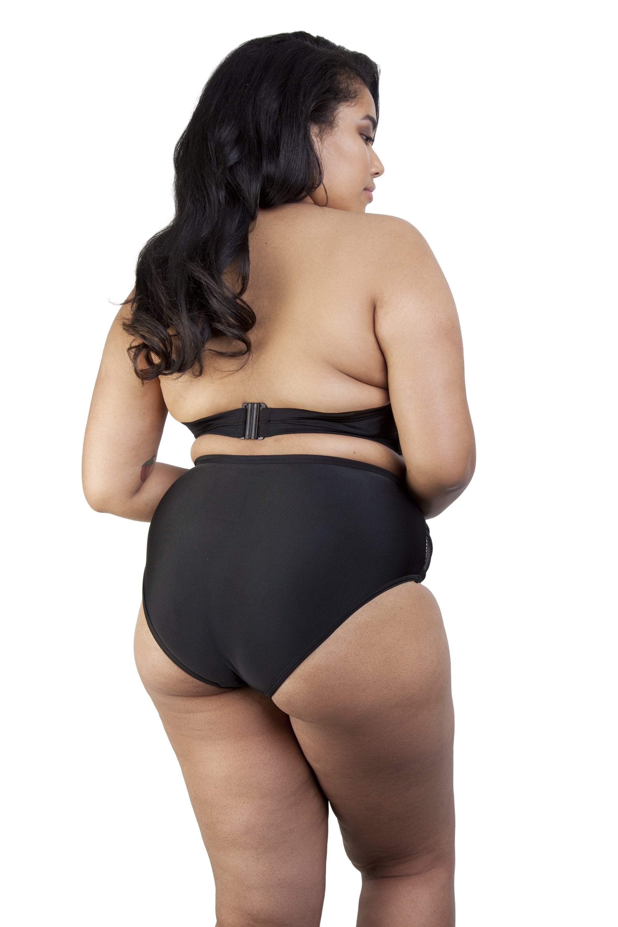 Hunter McGrady Plus Size/Curve Black Mesh Insert Bikini Top - Image 4