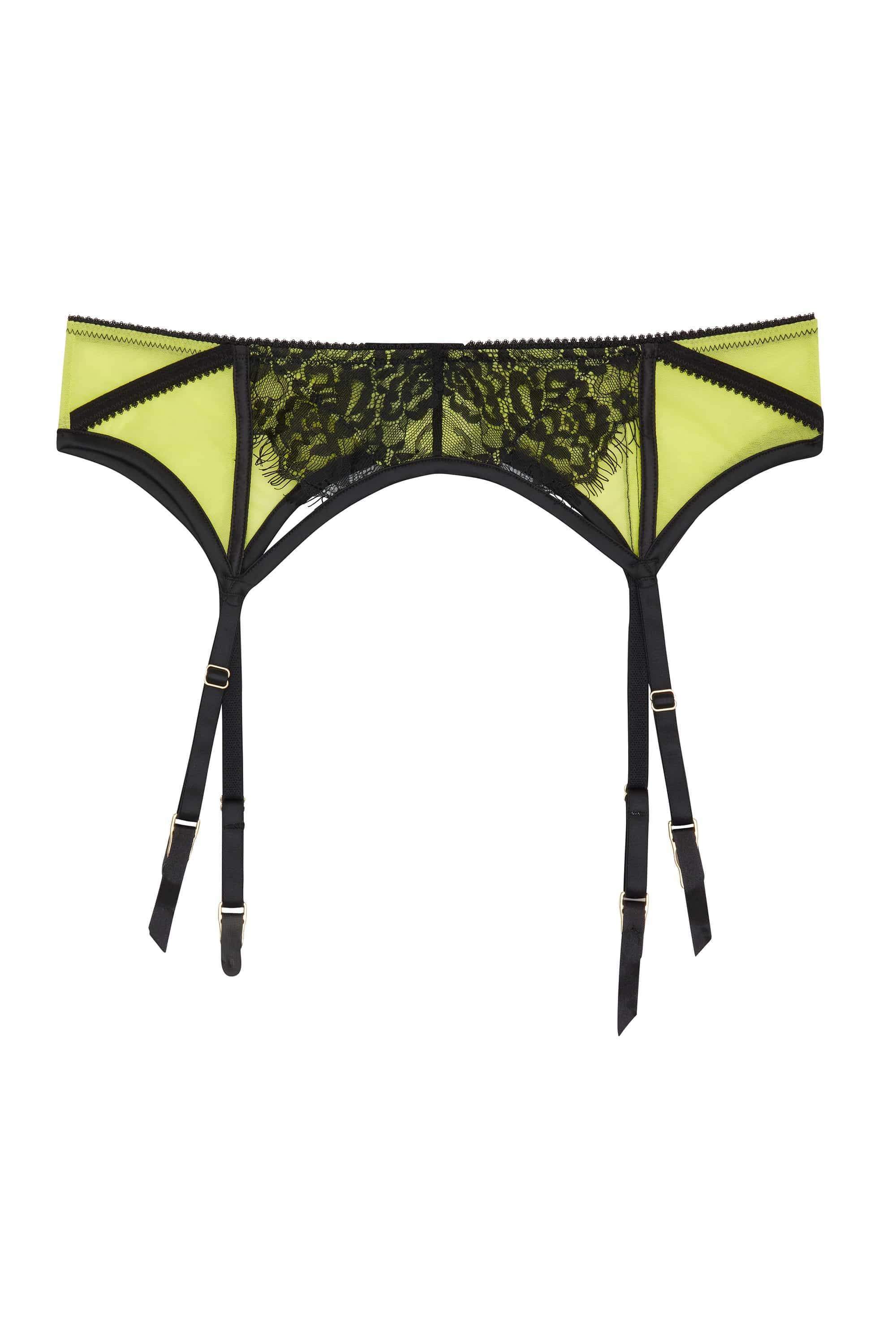 Indigo Lime Satin and Lace Picot Suspender - Image 9