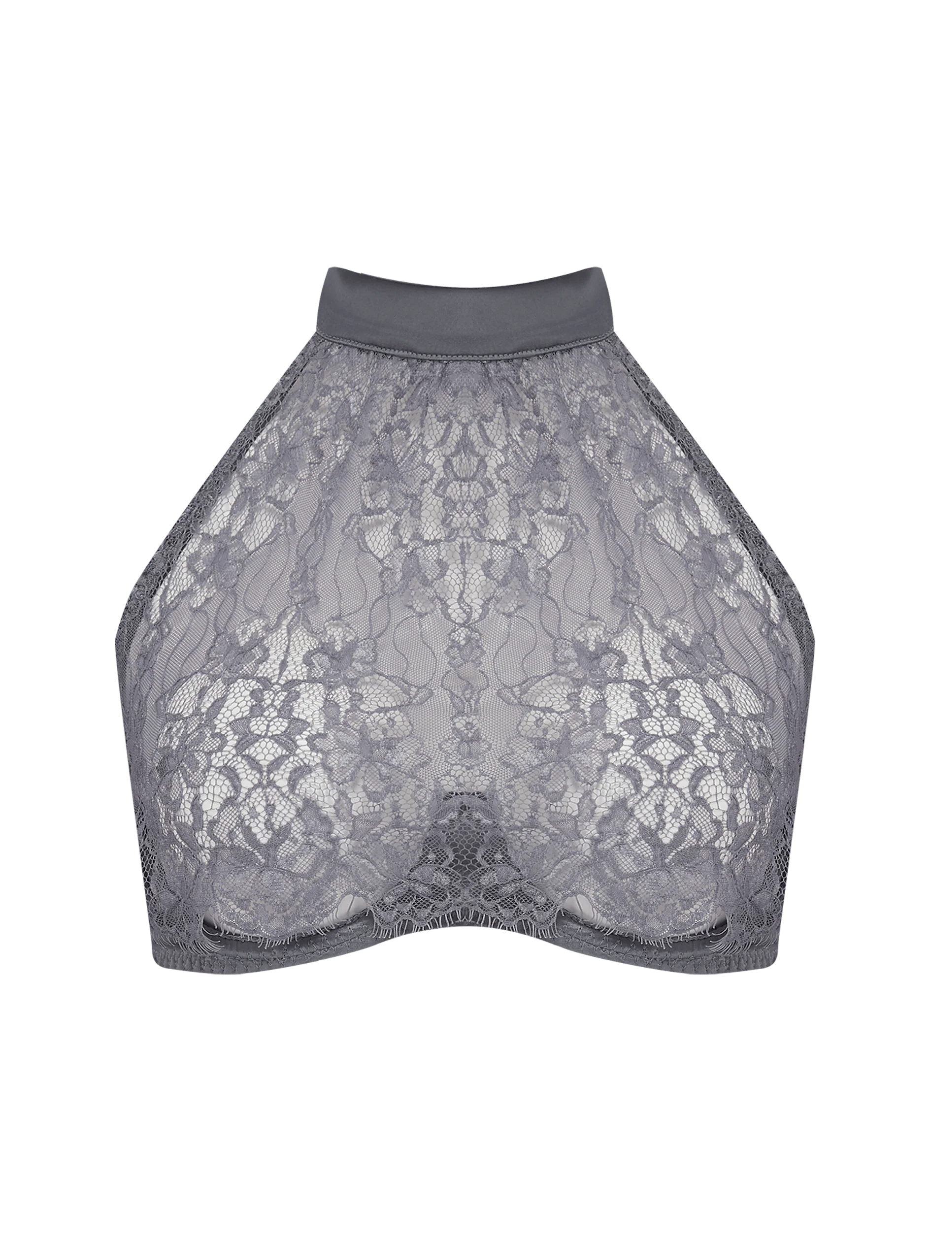 Isabella Grey Lace Halter Neck Bra - Image 3