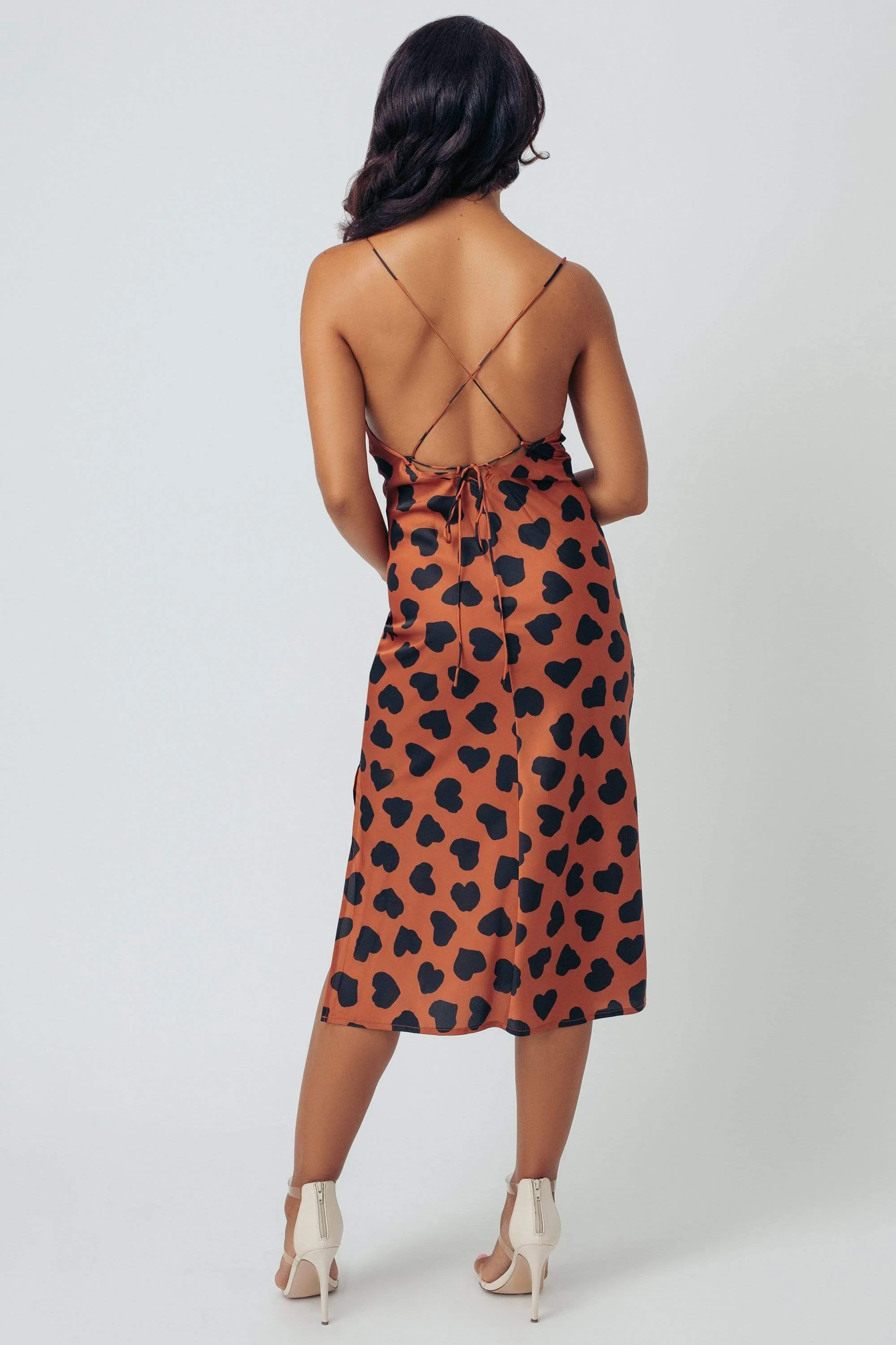Kilo Brava Heart Satin Cowl Midi Slip Dress - Image 4