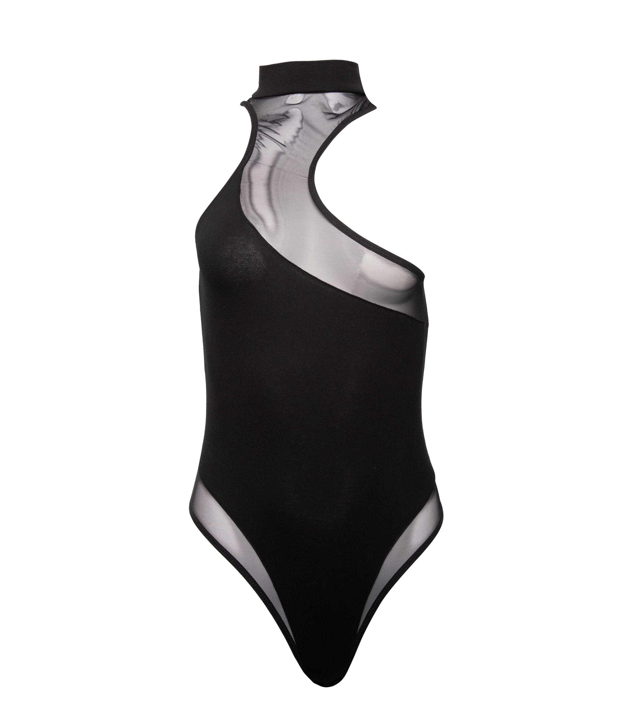 Lola Black Asymmetric Mesh & Jersey Body - Image 7