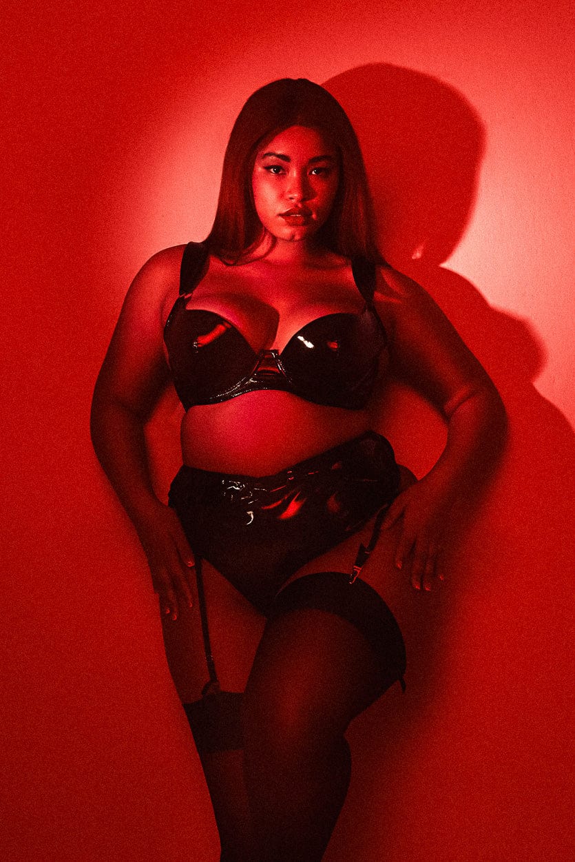 Maxine Black PVC Plunge Bra - Image 5