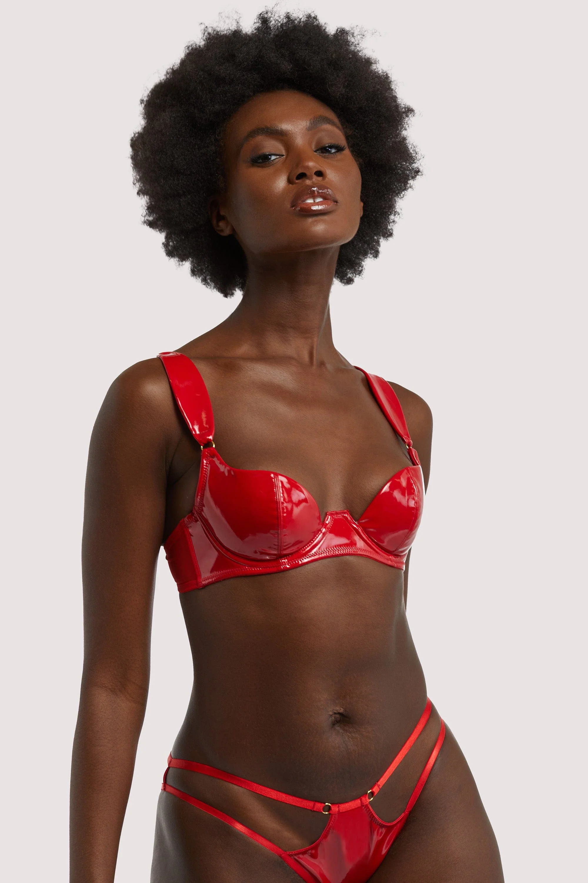 Maxine Red PVC Plunge Bra - Image 4