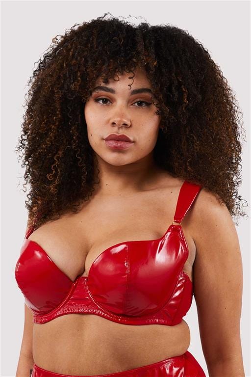 Maxine Red PVC Plunge Bra - Image 6
