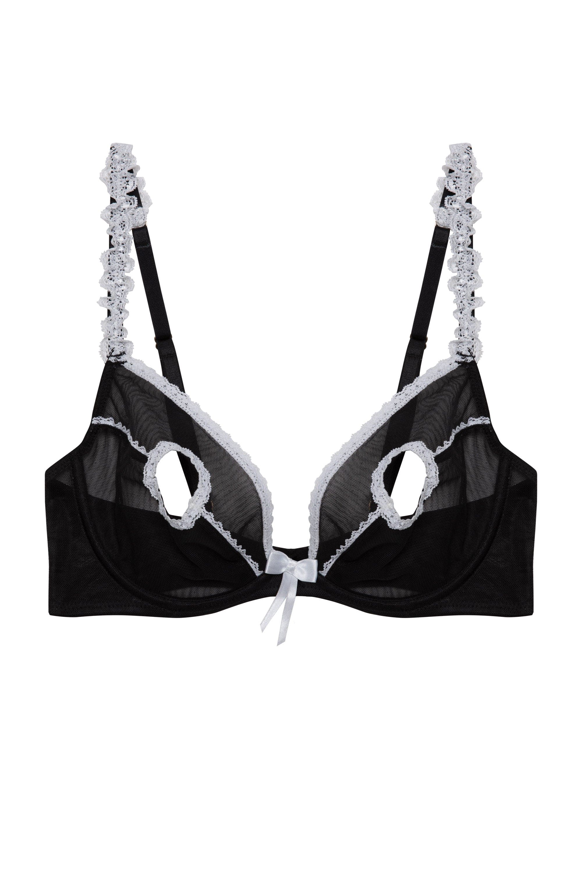 Miranda Peep Hole Black & Ivory Bra - Image 4
