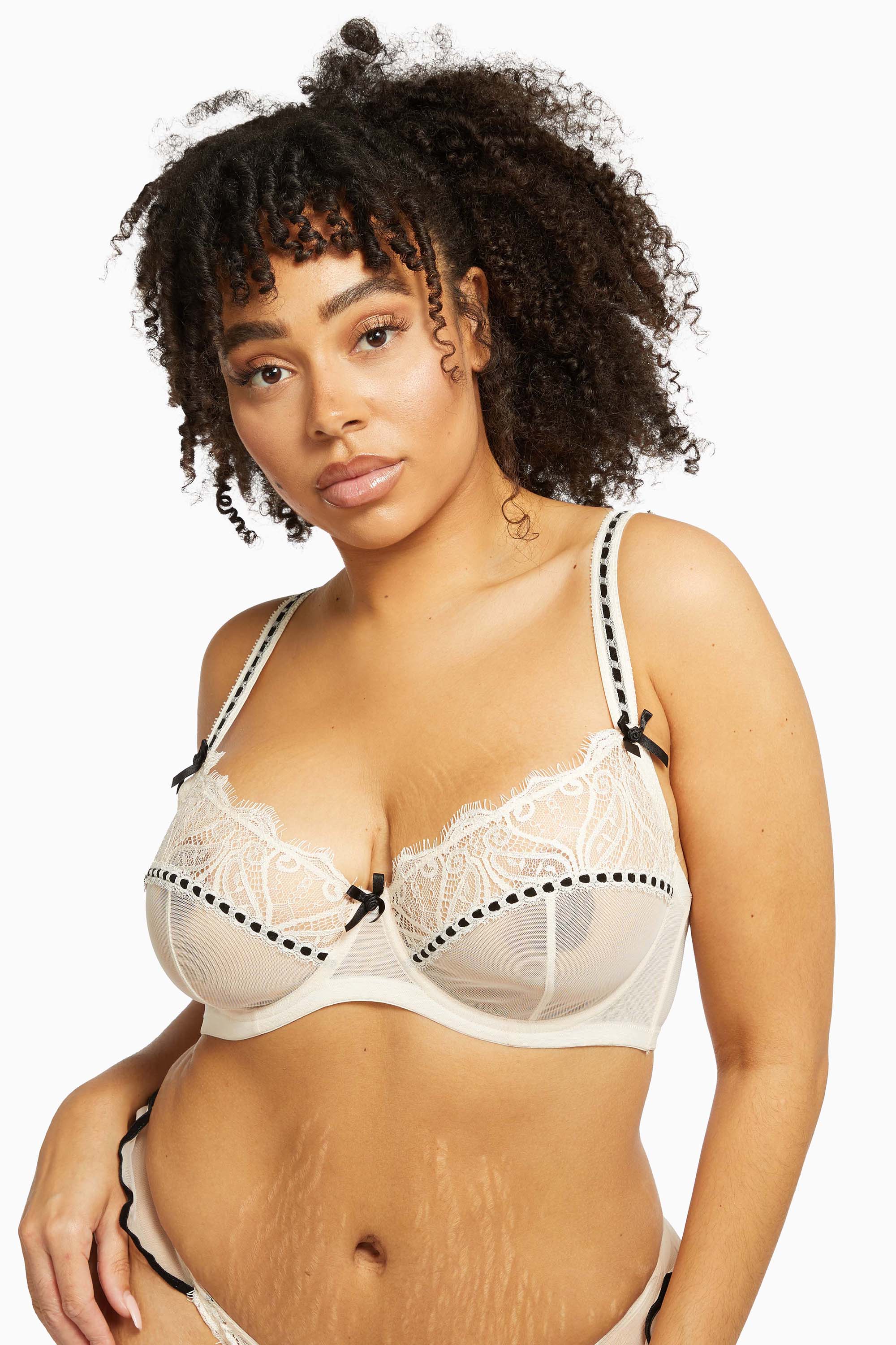 Monica Peach Ribbon Slot Lace Bra - Image 10