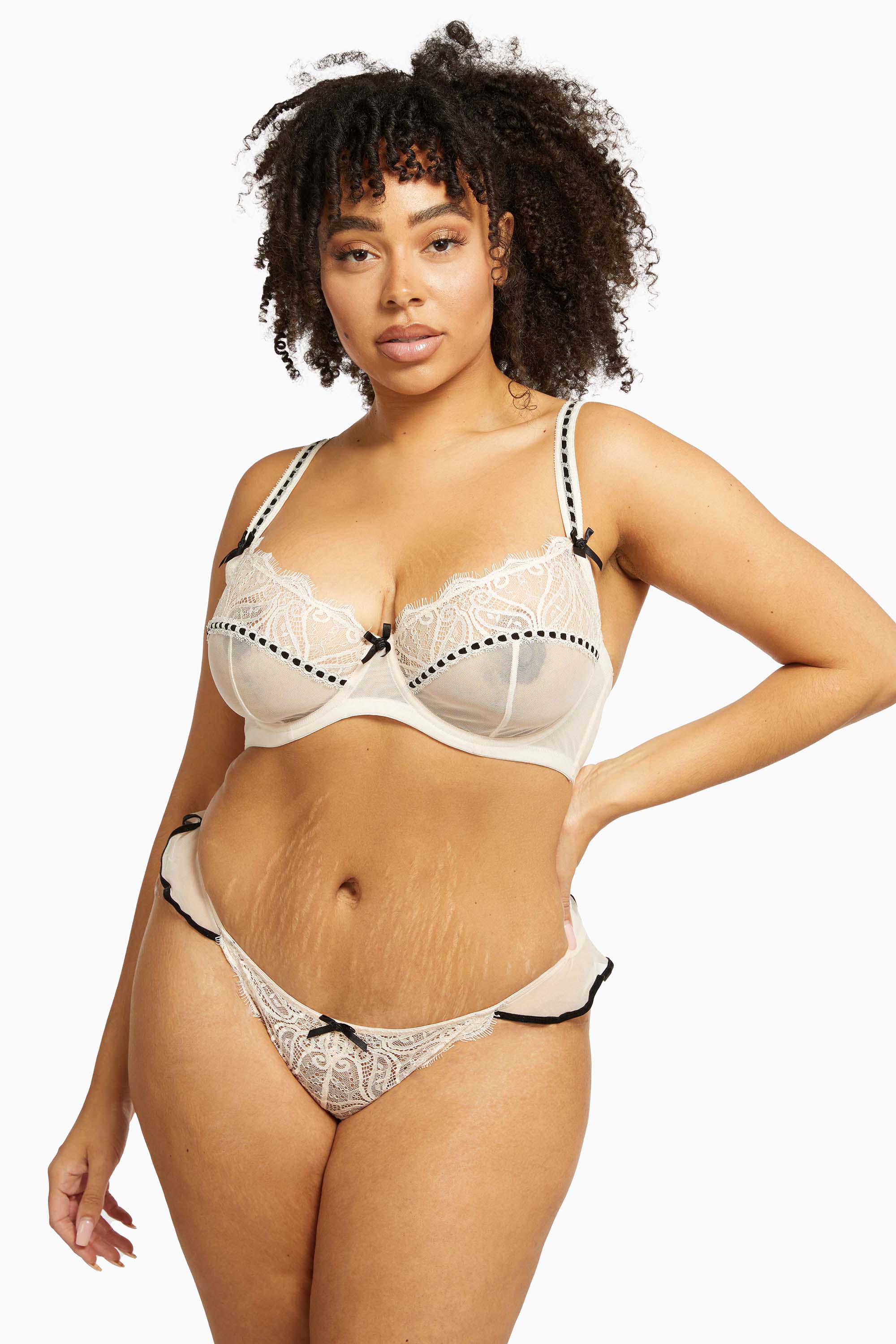 Monica Peach Ribbon Slot Lace Bra - Image 12