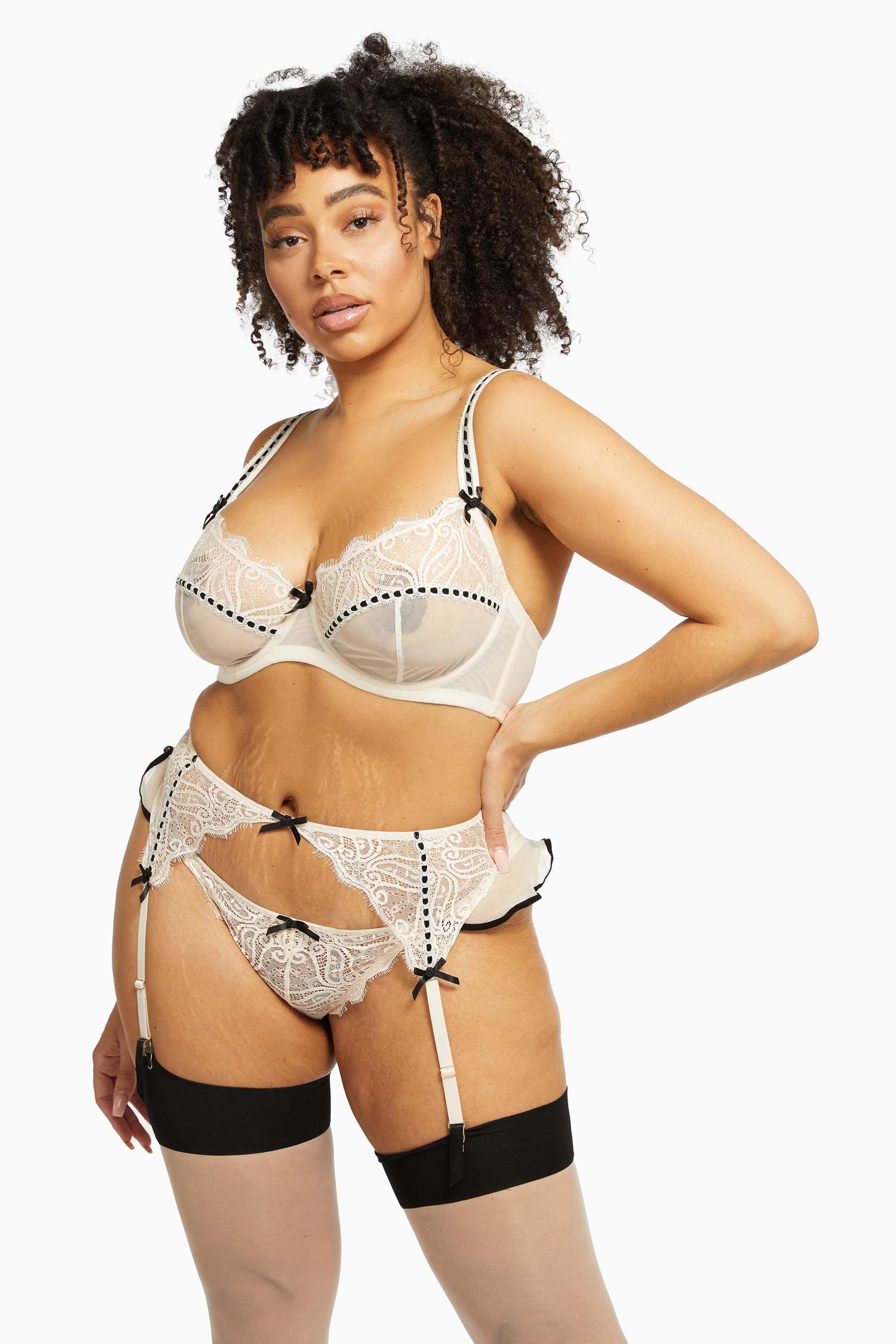 Monica Peach Ribbon Slot Lace Bra - Image 14