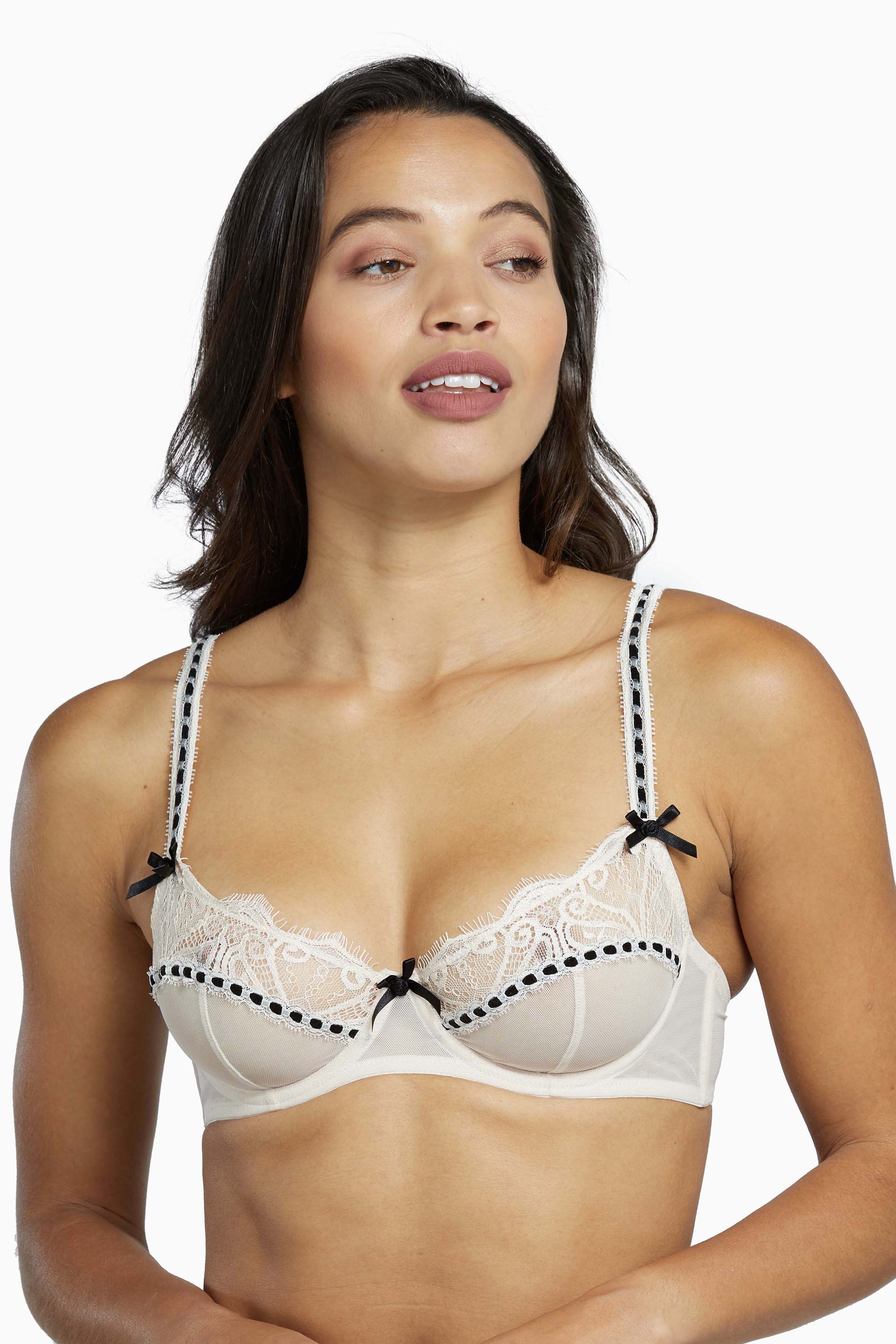 Monica Peach Ribbon Slot Lace Bra - Image 2