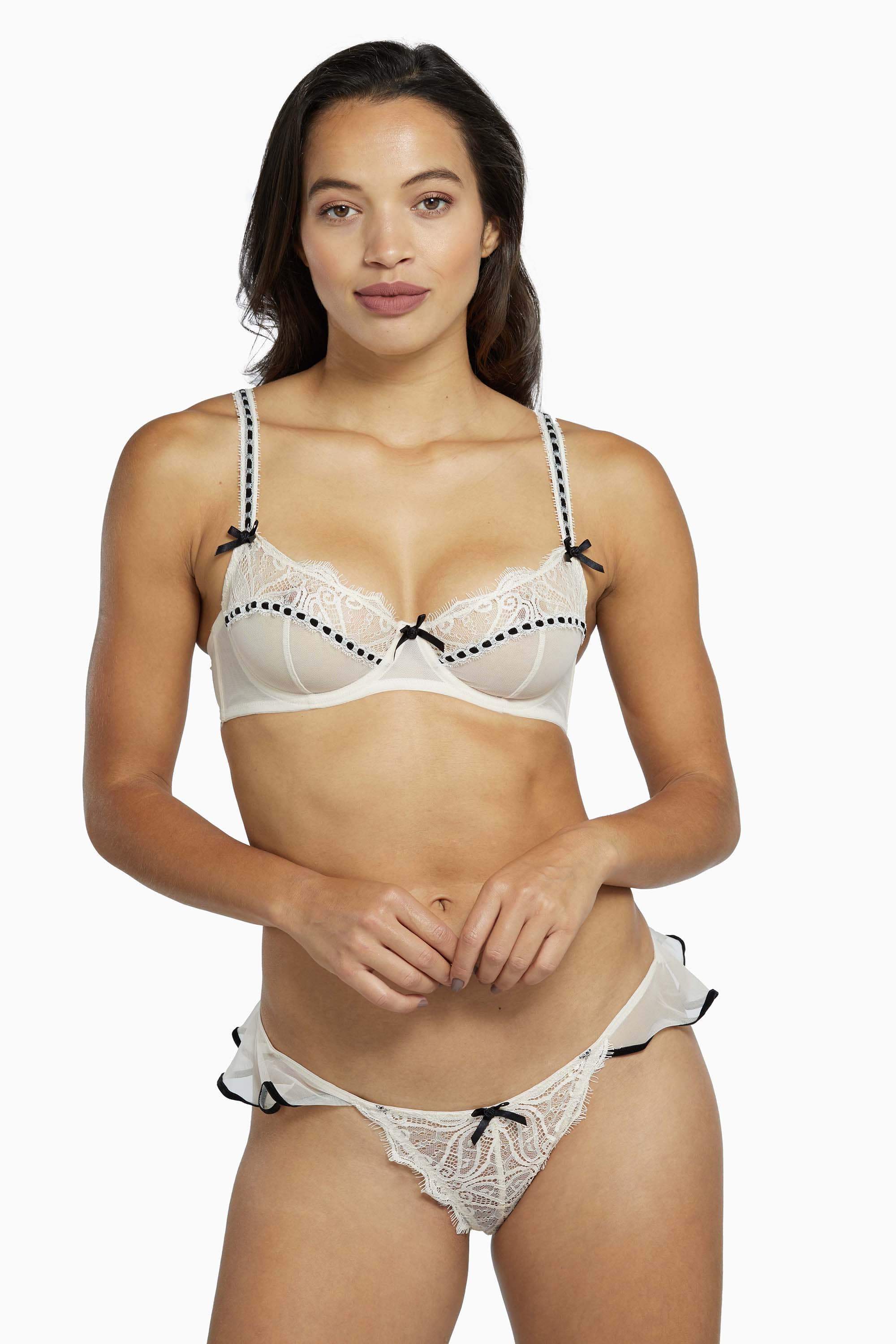 Monica Peach Ribbon Slot Lace Bra - Image 6