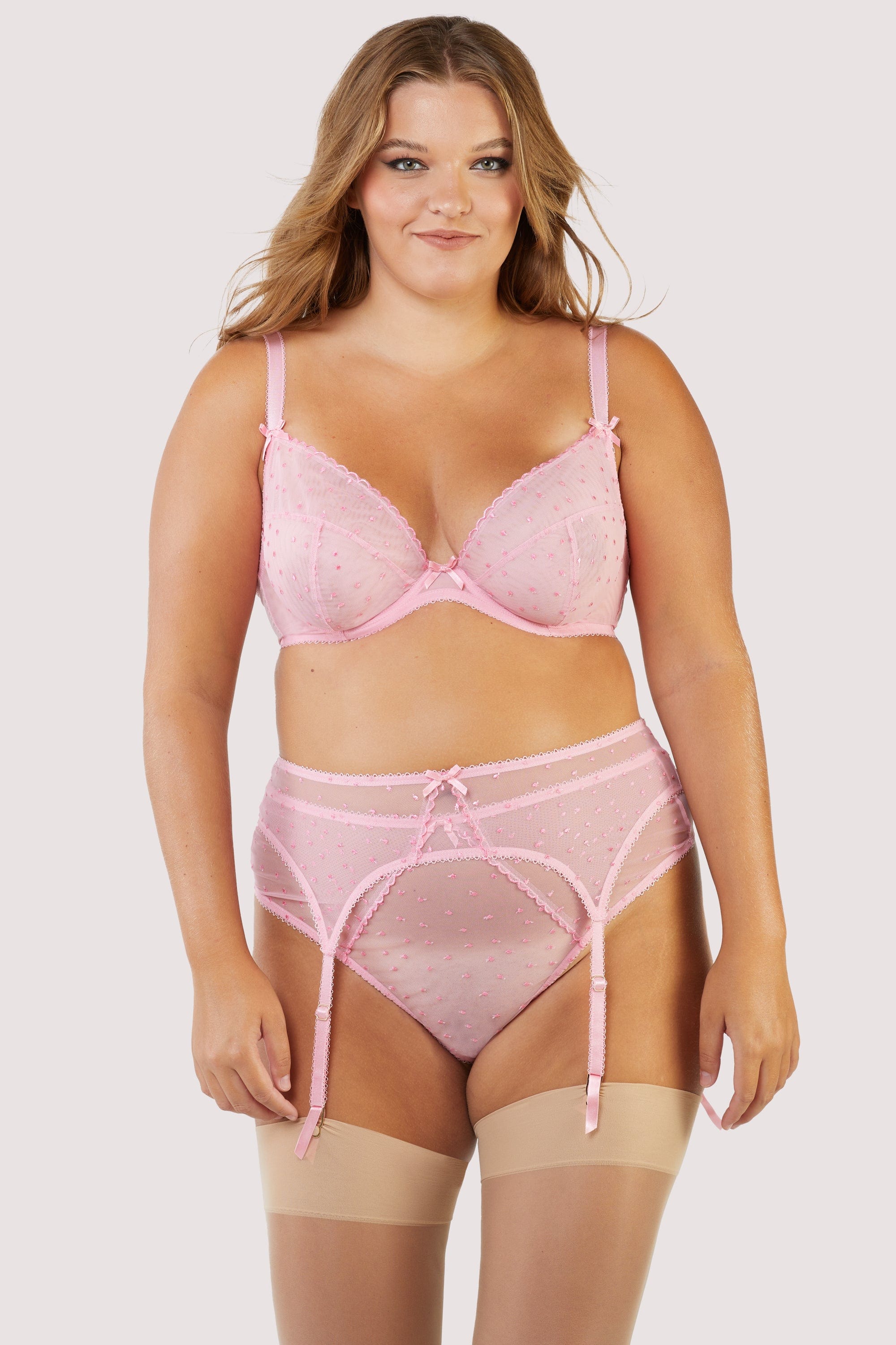 Nico Dotty Pink Sheer Mesh Suspender - Image 7