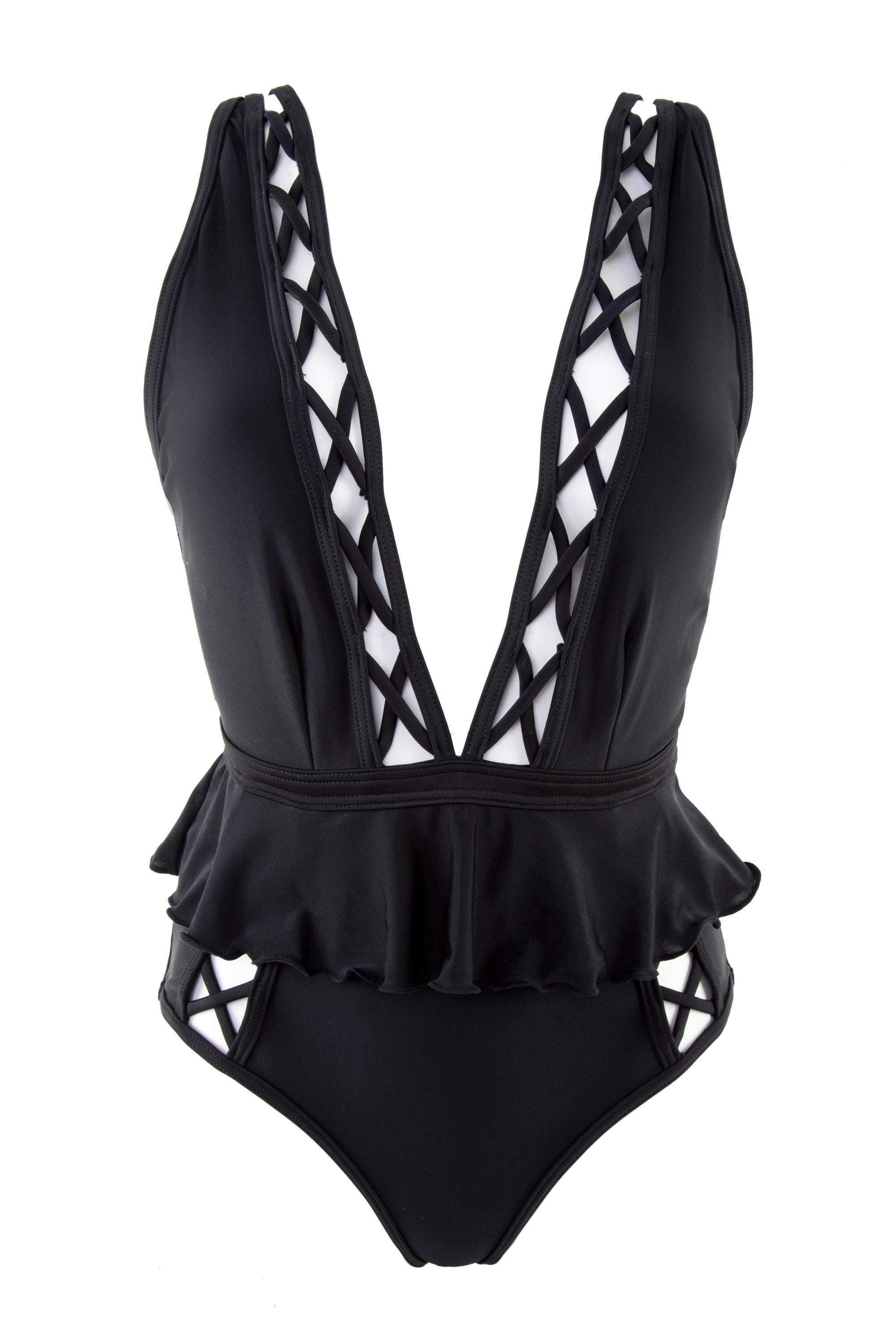 Peek & Beau Black Lattice Swimsuit - Image 2