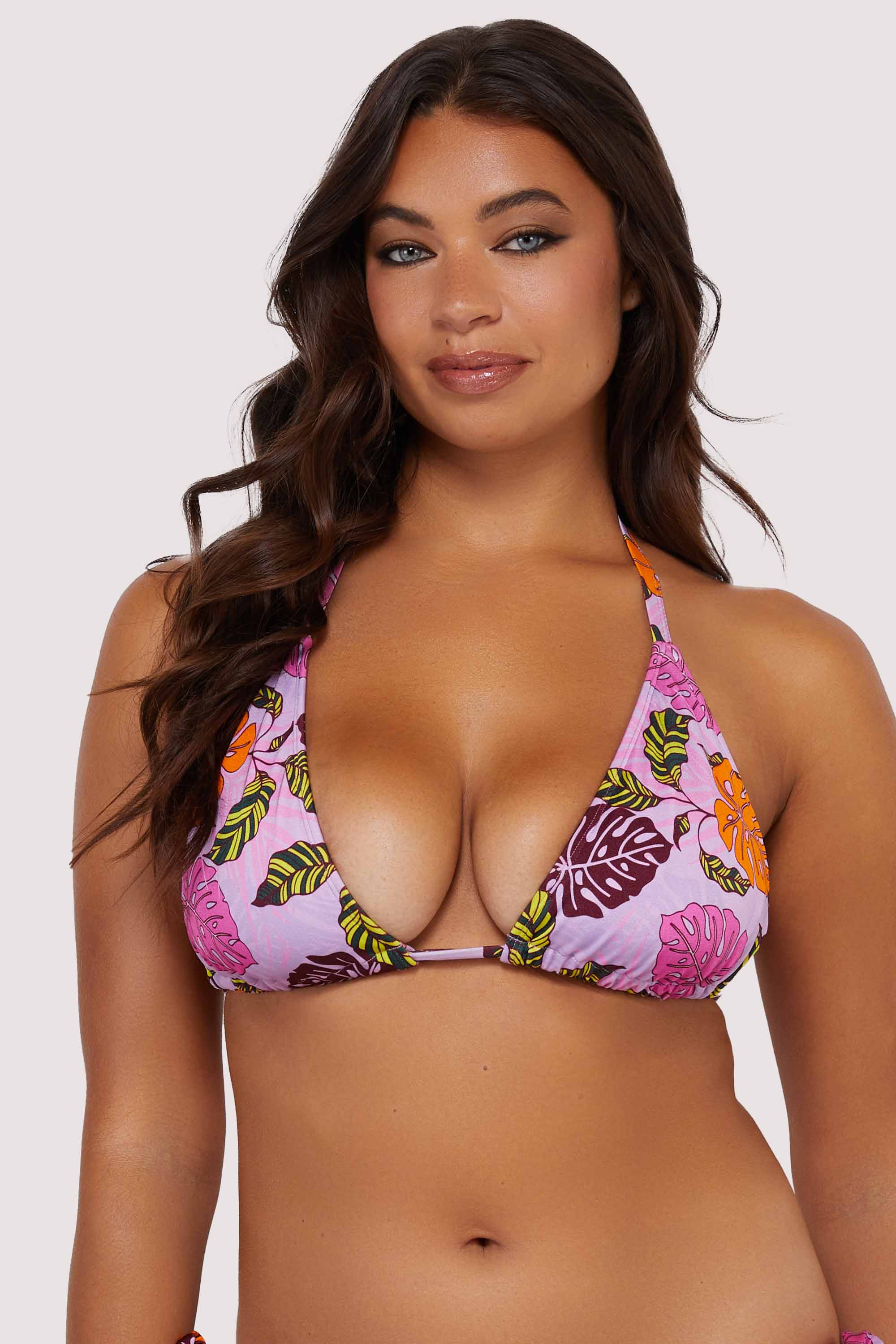 Riley Fuller Bust Mix & Match Pink Palm Print Triangle Bikini Top - Image 2
