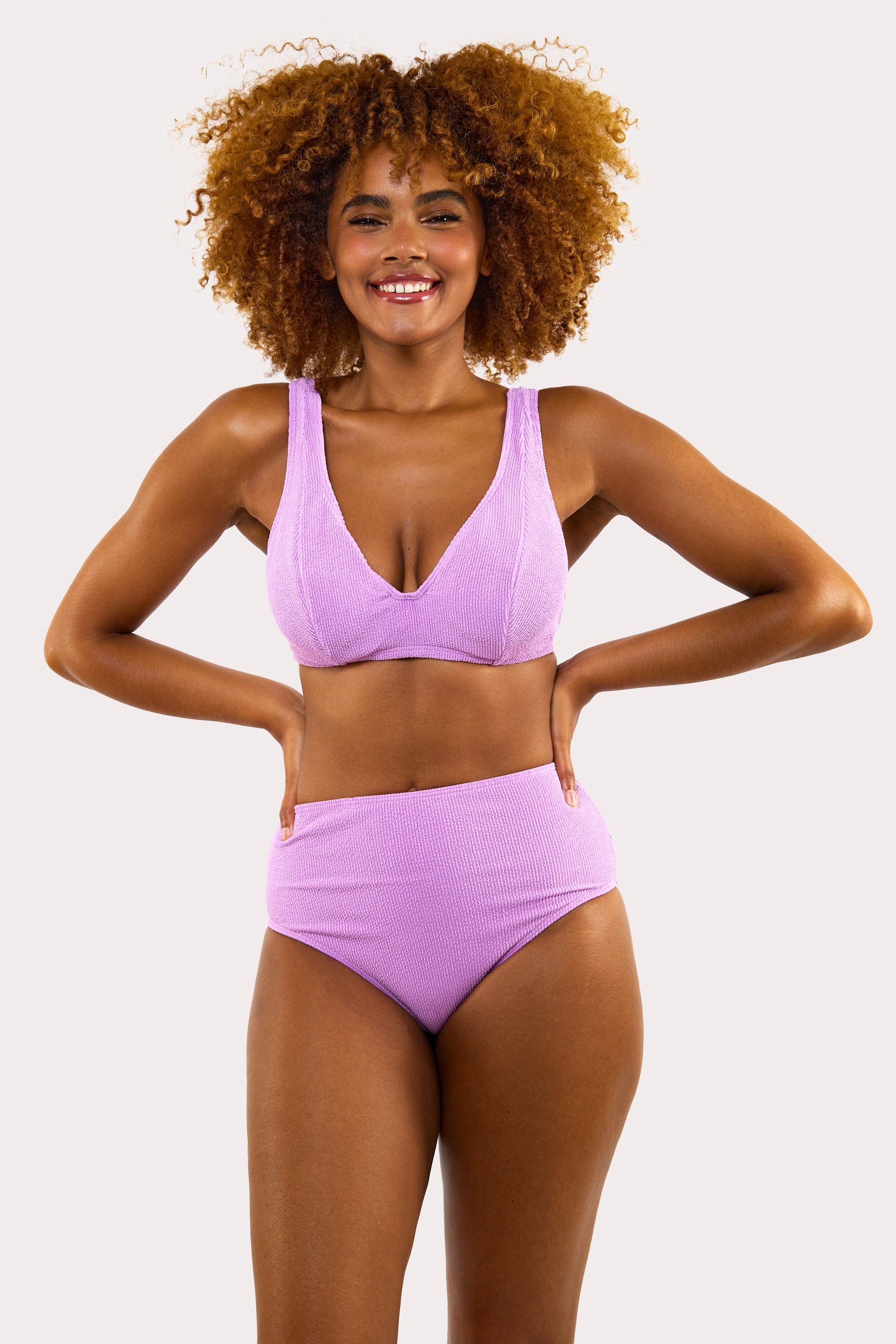 Mila Lilac Scrunch High-Waisted Bikini Bottom - Image 3