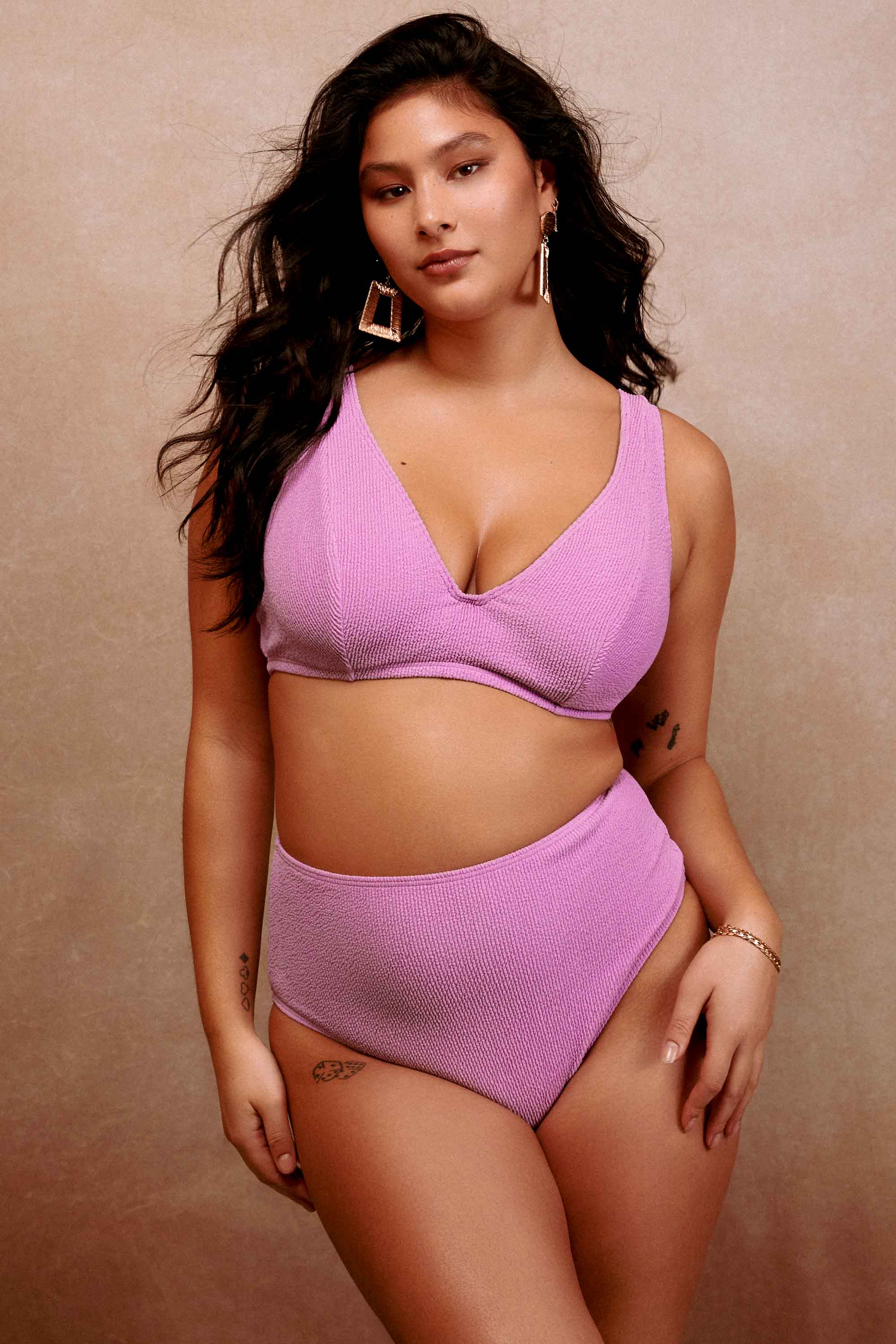 Mila Lilac Scrunch High-Waisted Bikini Bottom - Image 4