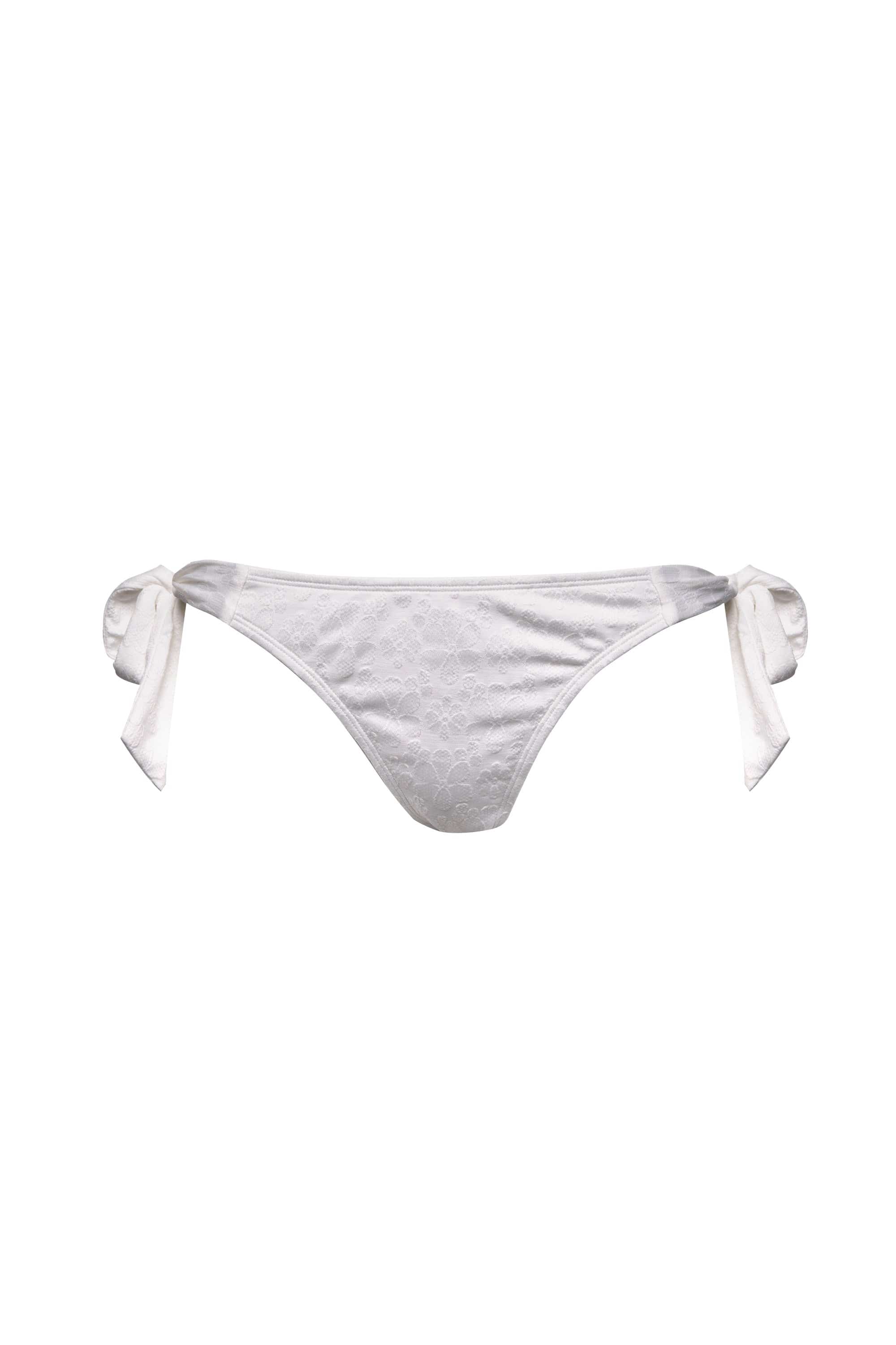 Zoe White Floral Texture Tie Side Bikini Bottom - Image 7