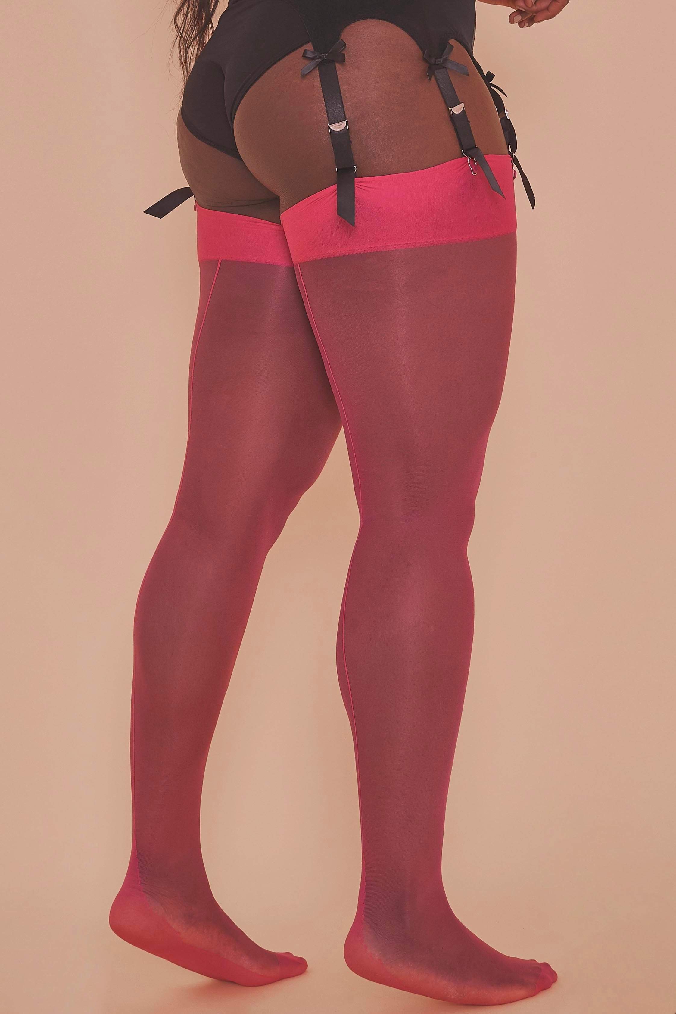 Pink Peacock Seamed Stockings - Image 3