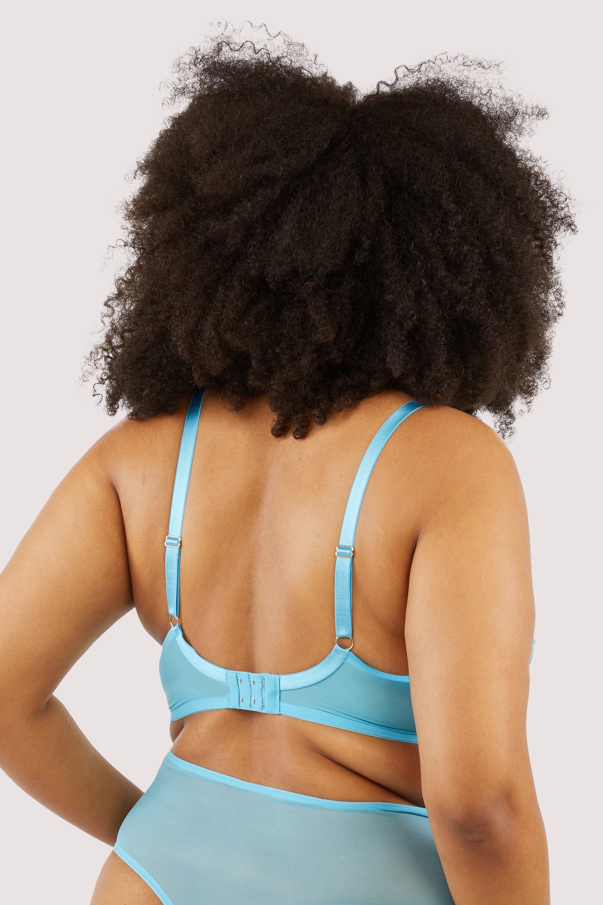 Cassia Blue Floral Embroidery Quarter Cup Bra - Image 7