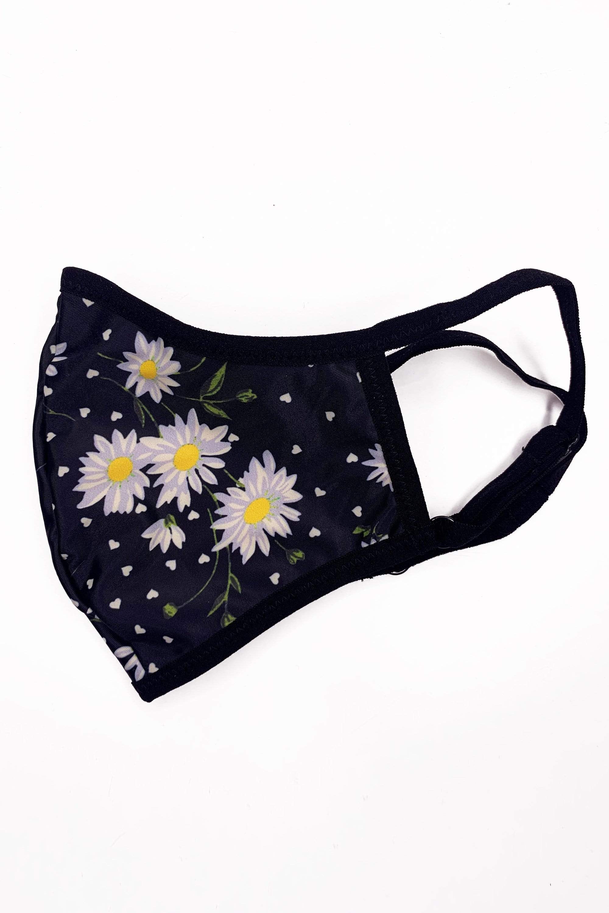 Playful Promises Daisy Print Face Mask Black - Image 2