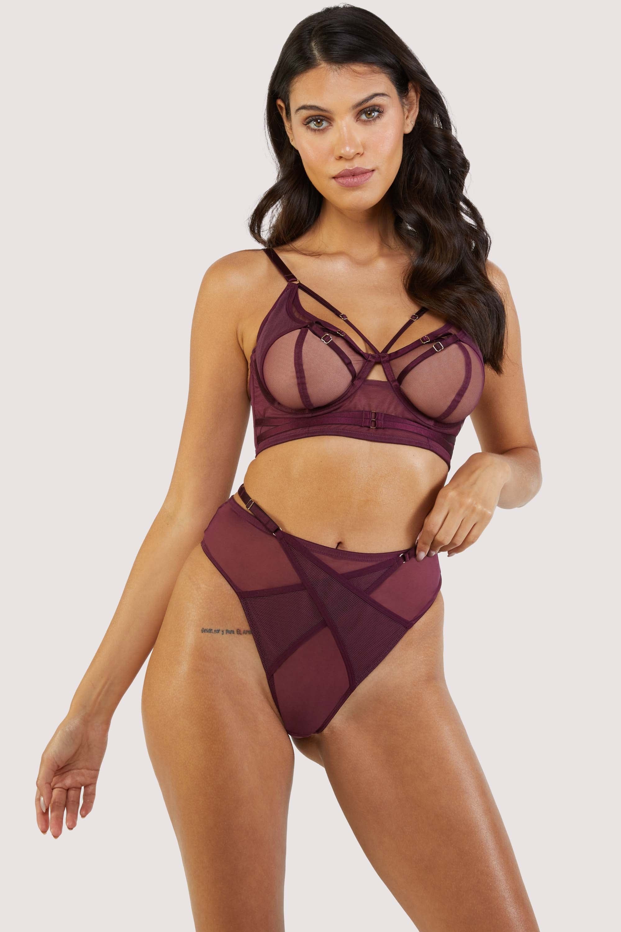 Eddie Wine Crossover Balconette Bra - Image 6