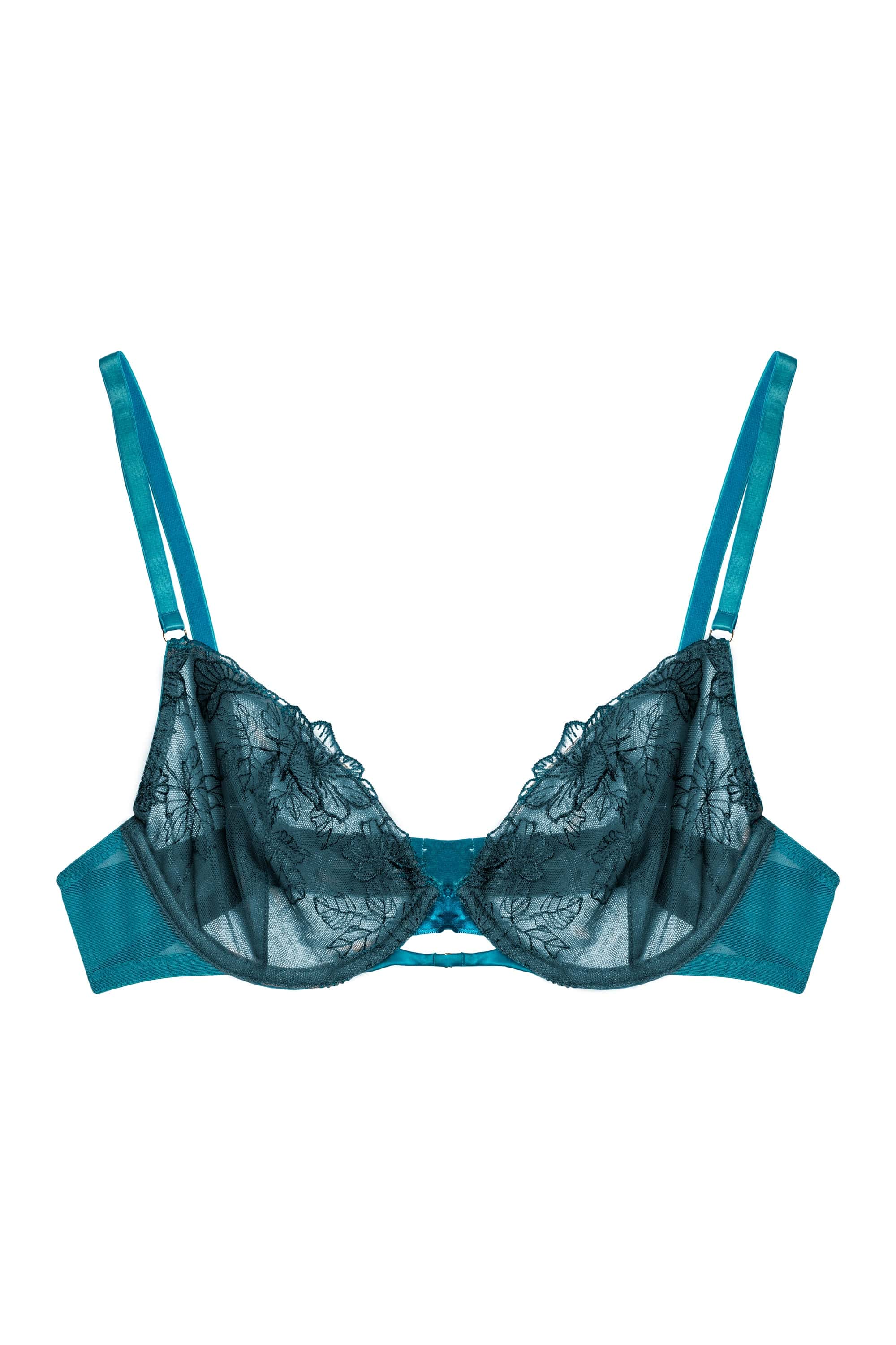 Marsha Teal Embroidery And Rings Plunge Bra - Image 8