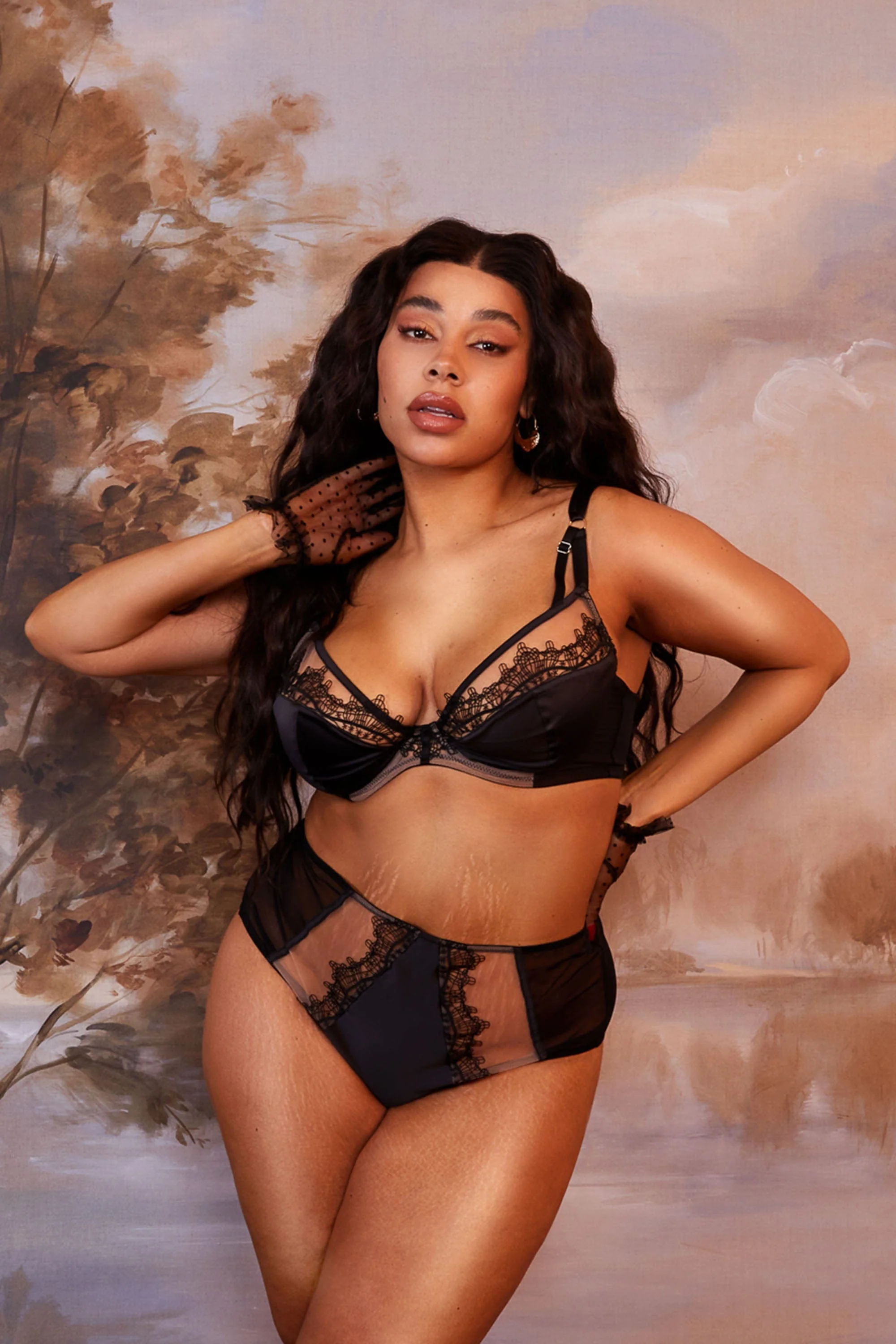 Wren Black Lace and Illusion Mesh Bra - Image 9