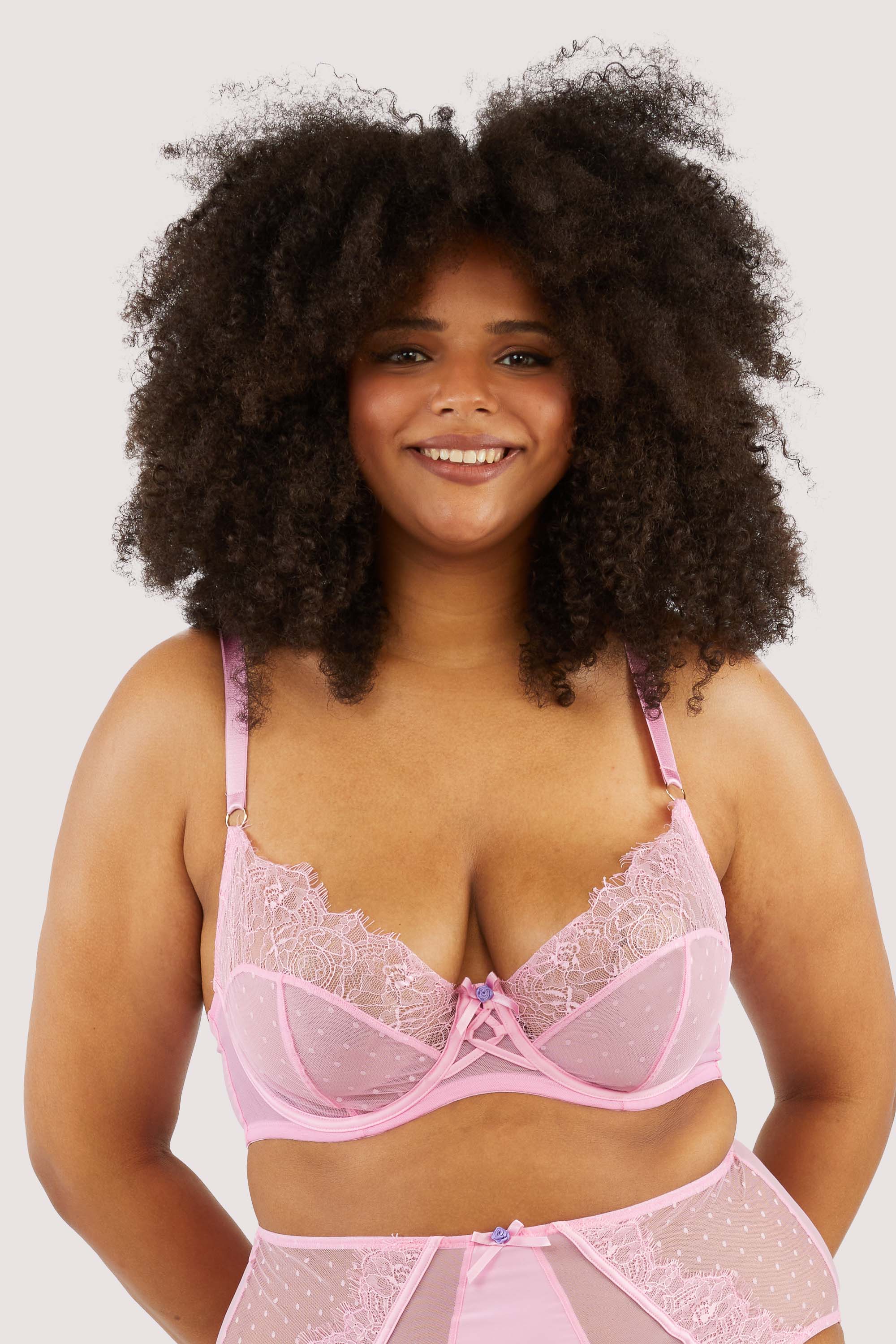 Ziggy Pink Lace and Spotted Mesh Bra - Image 11