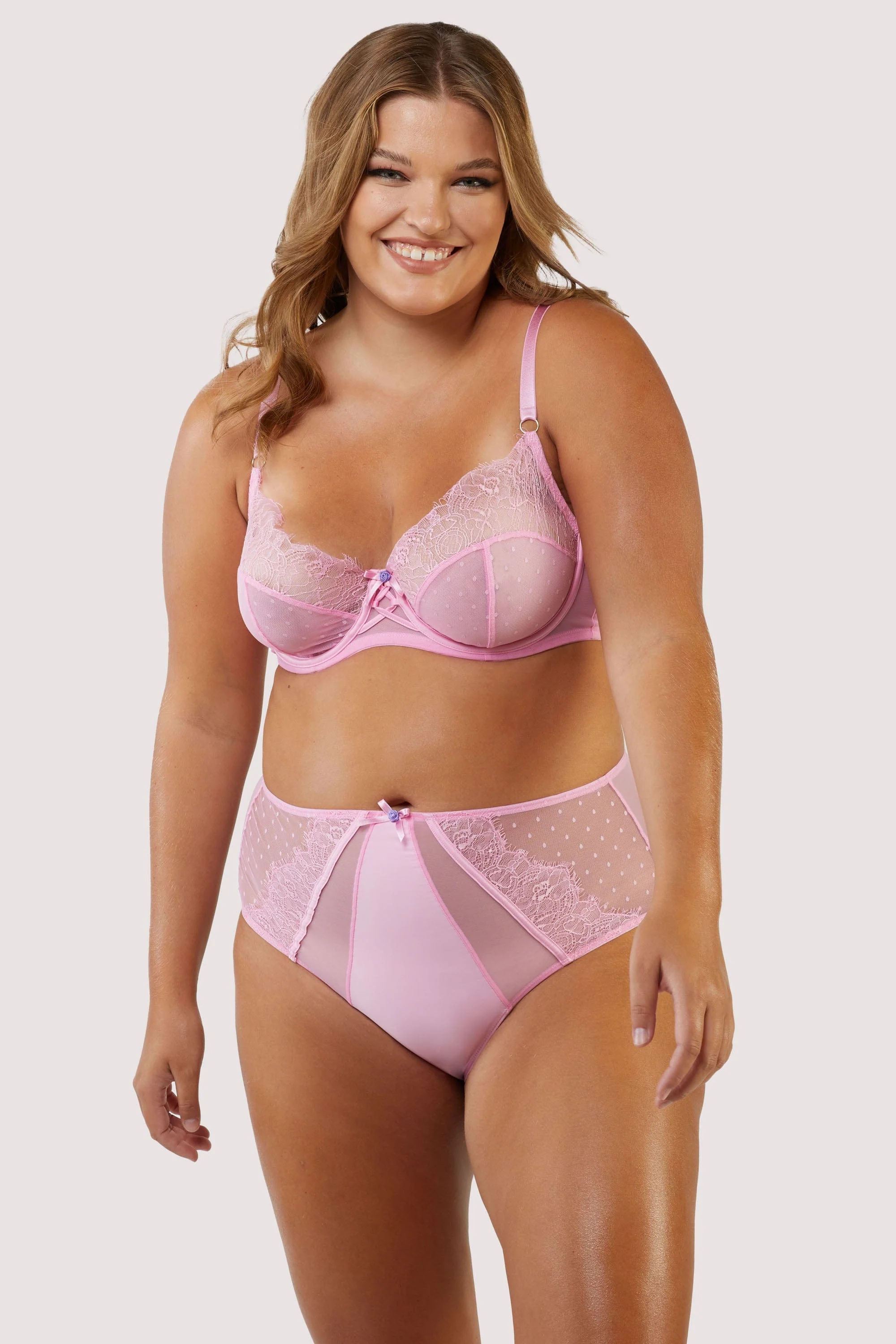 Ziggy Pink Lace and Spotted Mesh Bra - Image 9