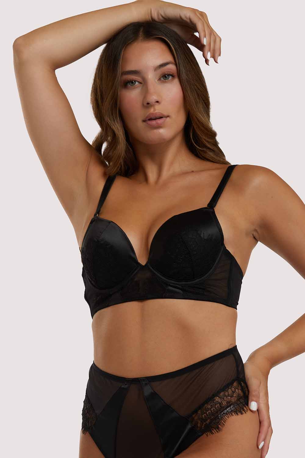 Melina Black Longline Plunge Bra - Image 3