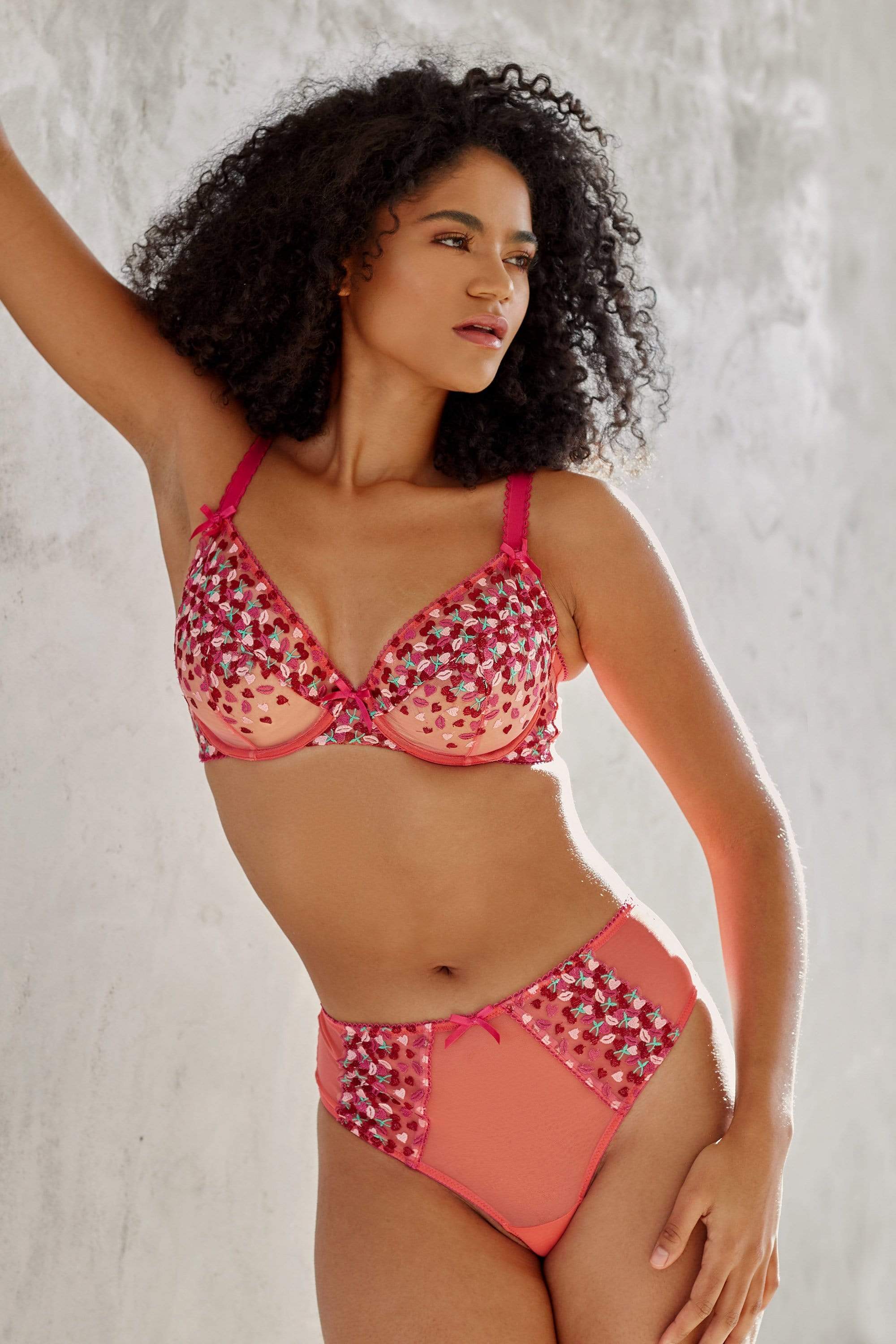 Cherry Embroidery Coral Plunge Bra - Image 9