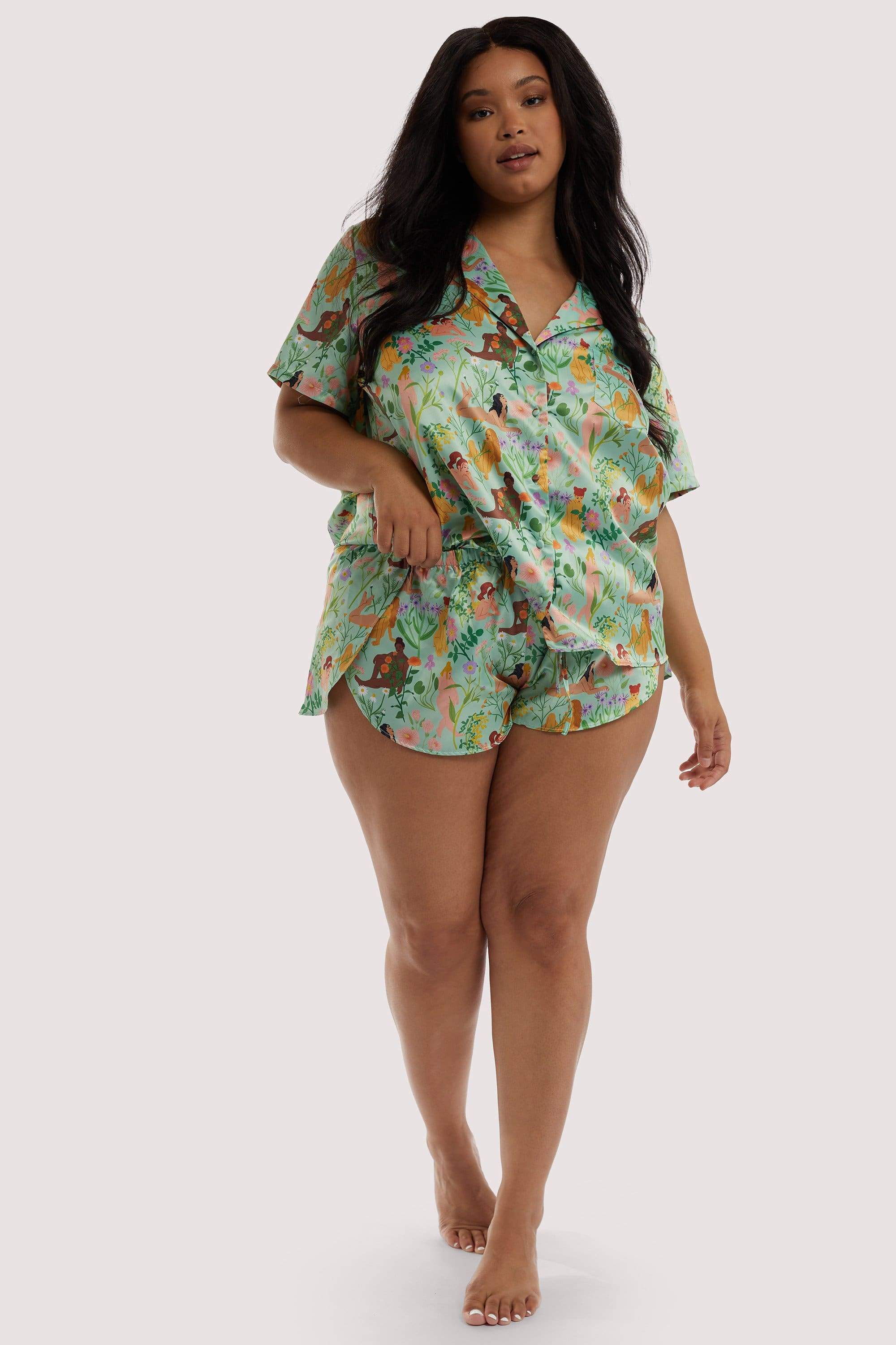 Bodil Jane Recycled Nudes & Flowers Satin Short - Image 3