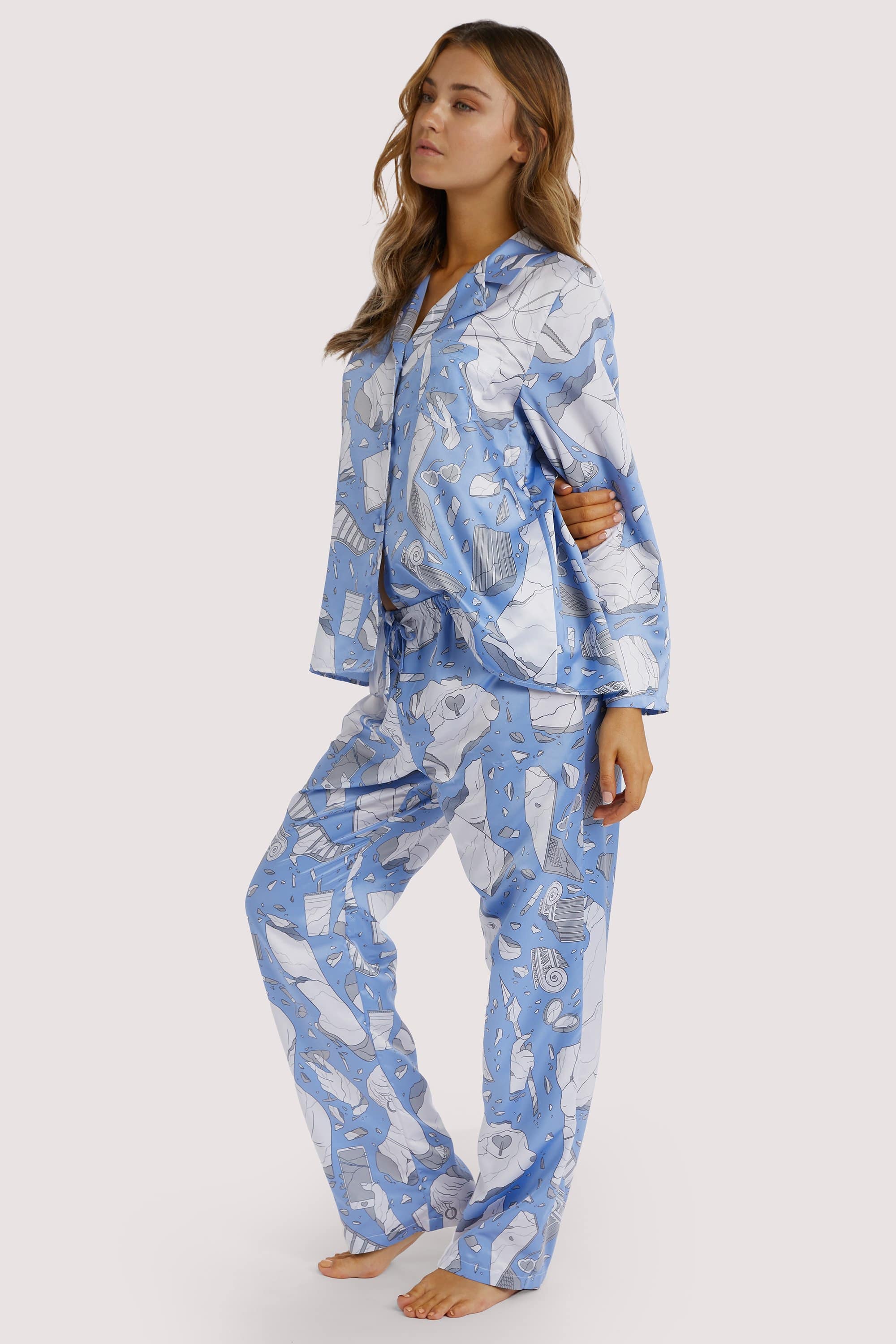 Logan Spector Recycled Blue Statues Long Sleeve Top - Image 3