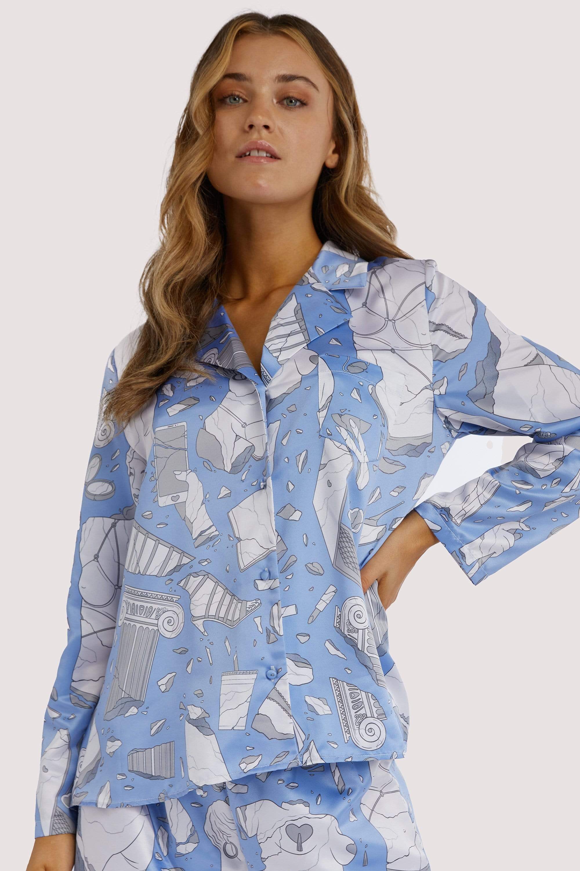 Logan Spector Recycled Blue Statues Long Sleeve Top - Image 5
